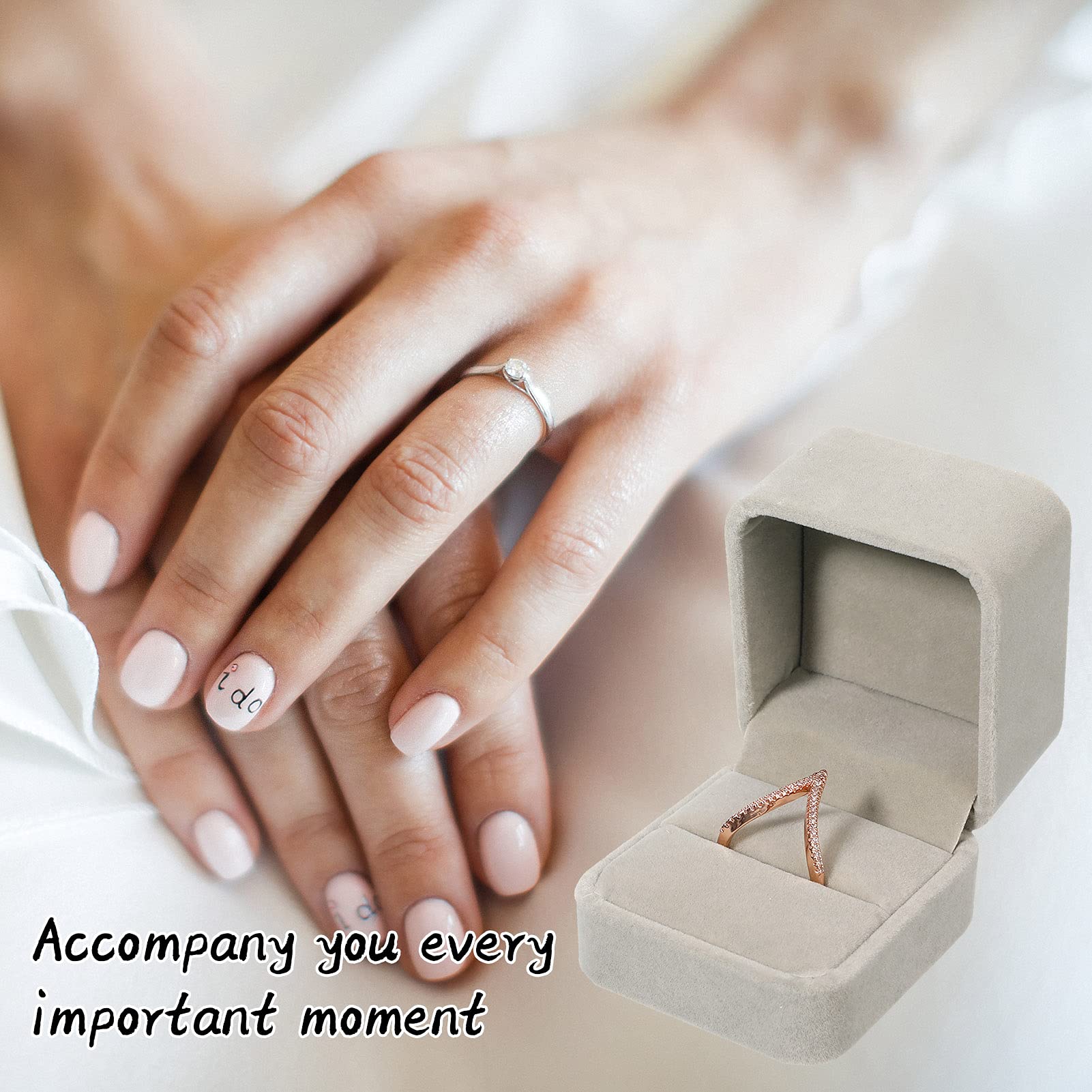Boîte à Bague Fiançailles 2 Rings En Velours - Écrin Alliance Mariage Proposition