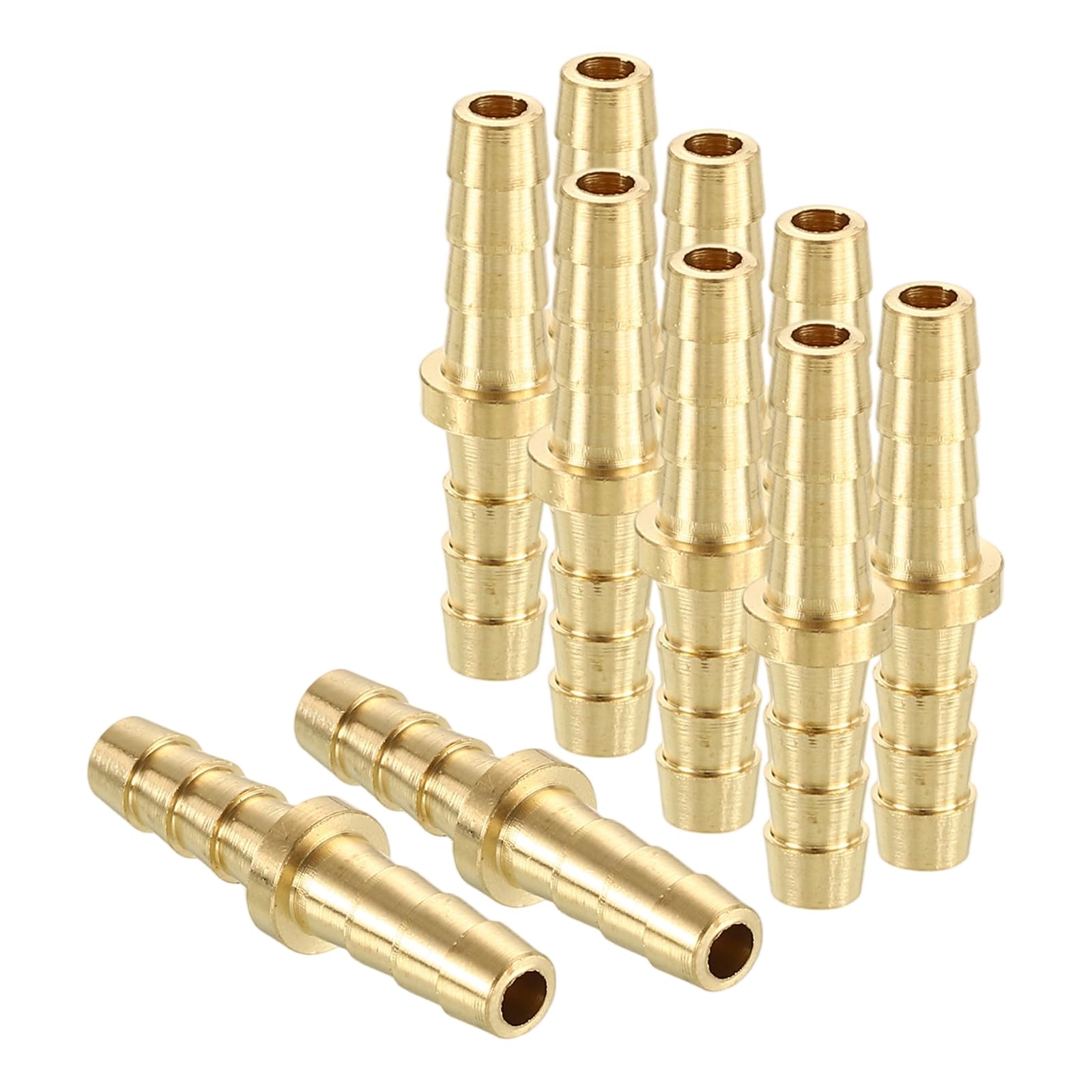 sourcing map 10pcs 1/8"(3.2mm) to 1/8"(3.2mm) Brass Hose Barb Fitting Metals Splicer Mender for 3D Printing, Air Compressor, CNC Machine, Dies — image 1