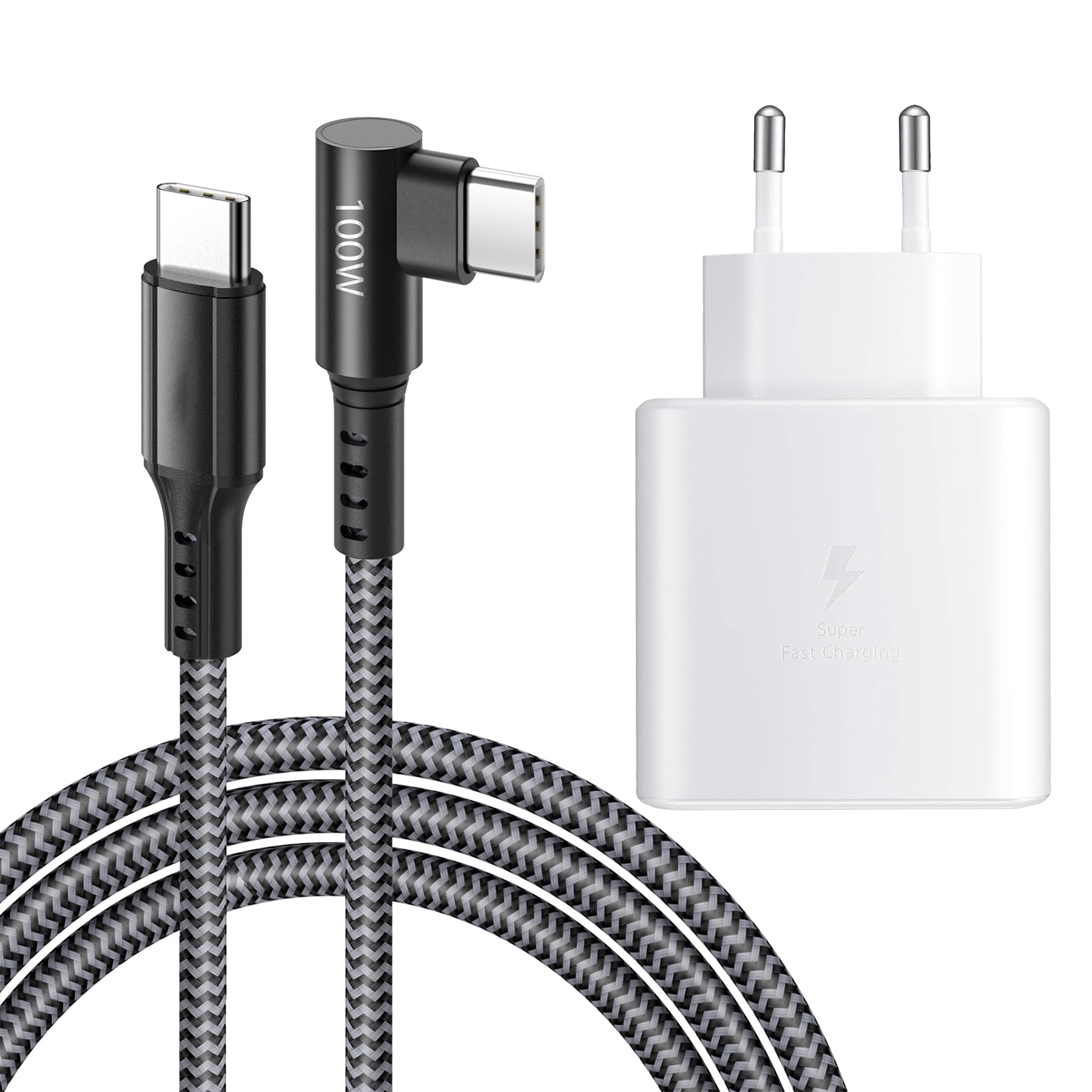 45W USB C Schnellladegerät Super Fast Netzteil Ladegerät mit (2m, 100W) Type C Nylon Kabel für Samsung Galaxy S25/S24/S23/S22 Ultra/S24+/S25+/S21 FE/S20/Z Fold 6/ Note 10+/Tab S9 S8 S10 + Ultra