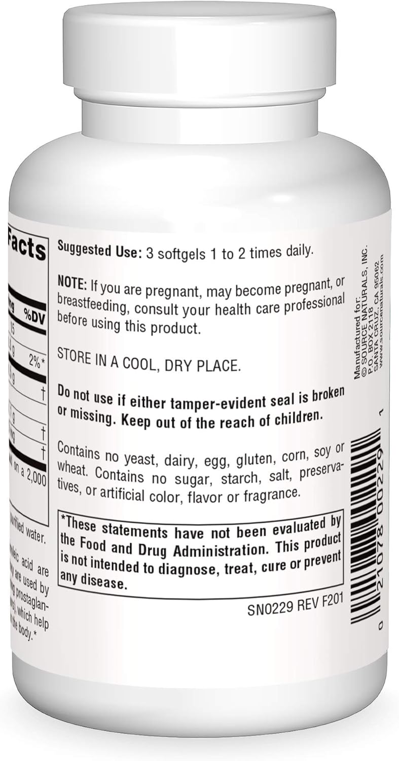 Source Naturals Evening Primrose Oil - Hexane-Free - 500mg - GLA Yield: 50 mg - Cold-Pressed - 90 Softgels : Health & Household