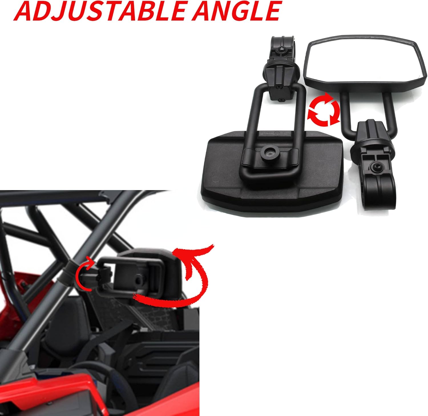 MZS UTV Side View Mirrors, RZR Side Mirror for 1.75'' to 2'' Roll Bar Extendable Multi Angle Rearview Adjustable Compatible with RZR Ranger Commander Gator Wildcat Mule Pioneer Teryx RTV Viking