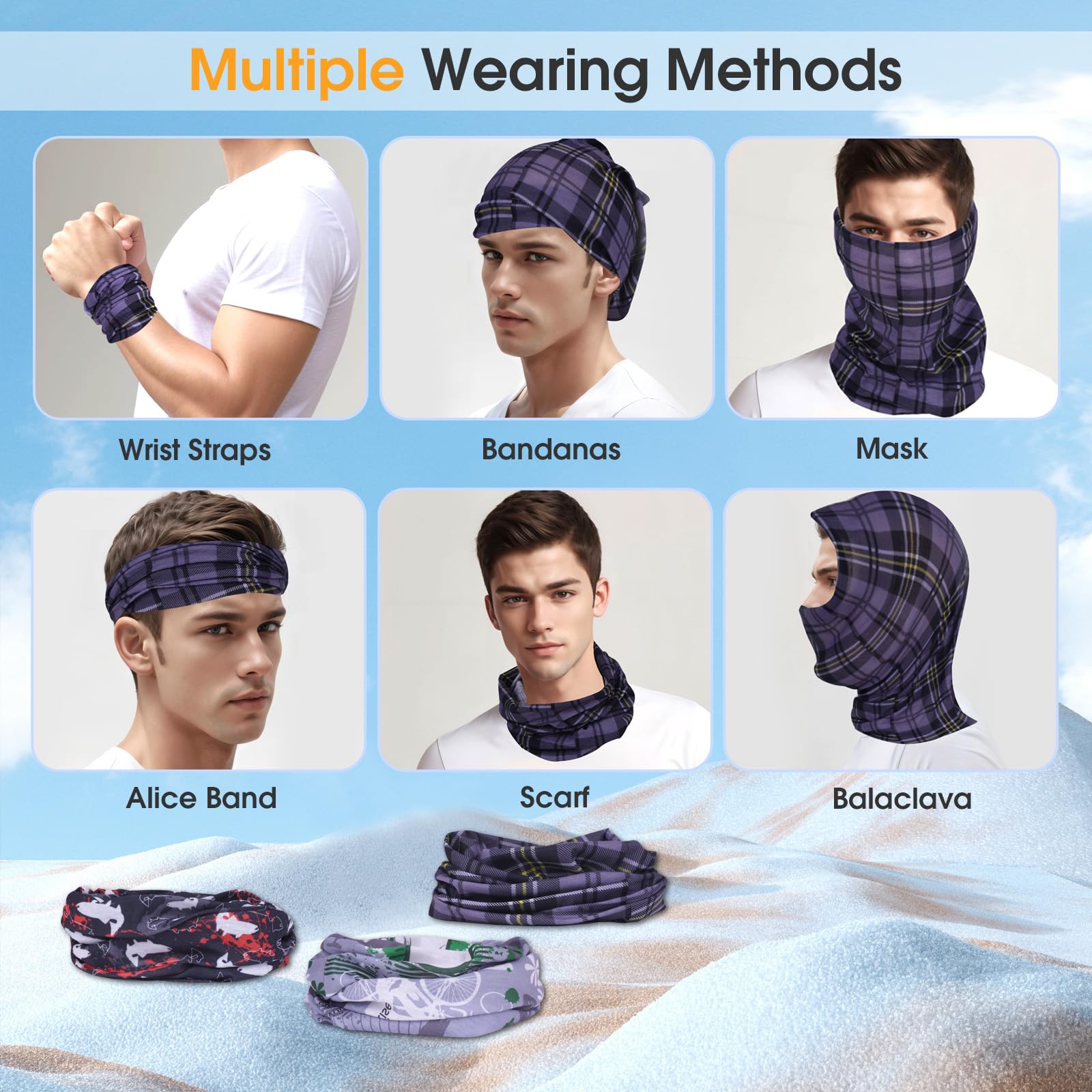 GOTRUST 8 szt., wielofunkcyjna, bezszwowa bandana, elastyczna chusta wielofunkcyjna, opaska na szyję, sportowa chustka, ochrona przed słońcem UV dla kobiet i mężczyzn