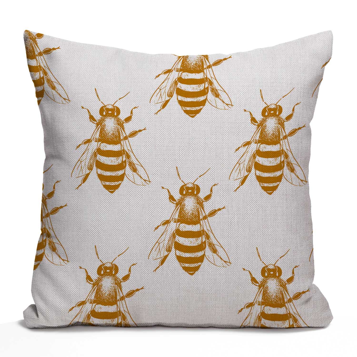 Tomda Multi103 Cushion Cover Bee Honey Yellow Modern Decorative Throw Pillow Cover Home Decor Square 45X45cm 18X18 Inch Pillowcases