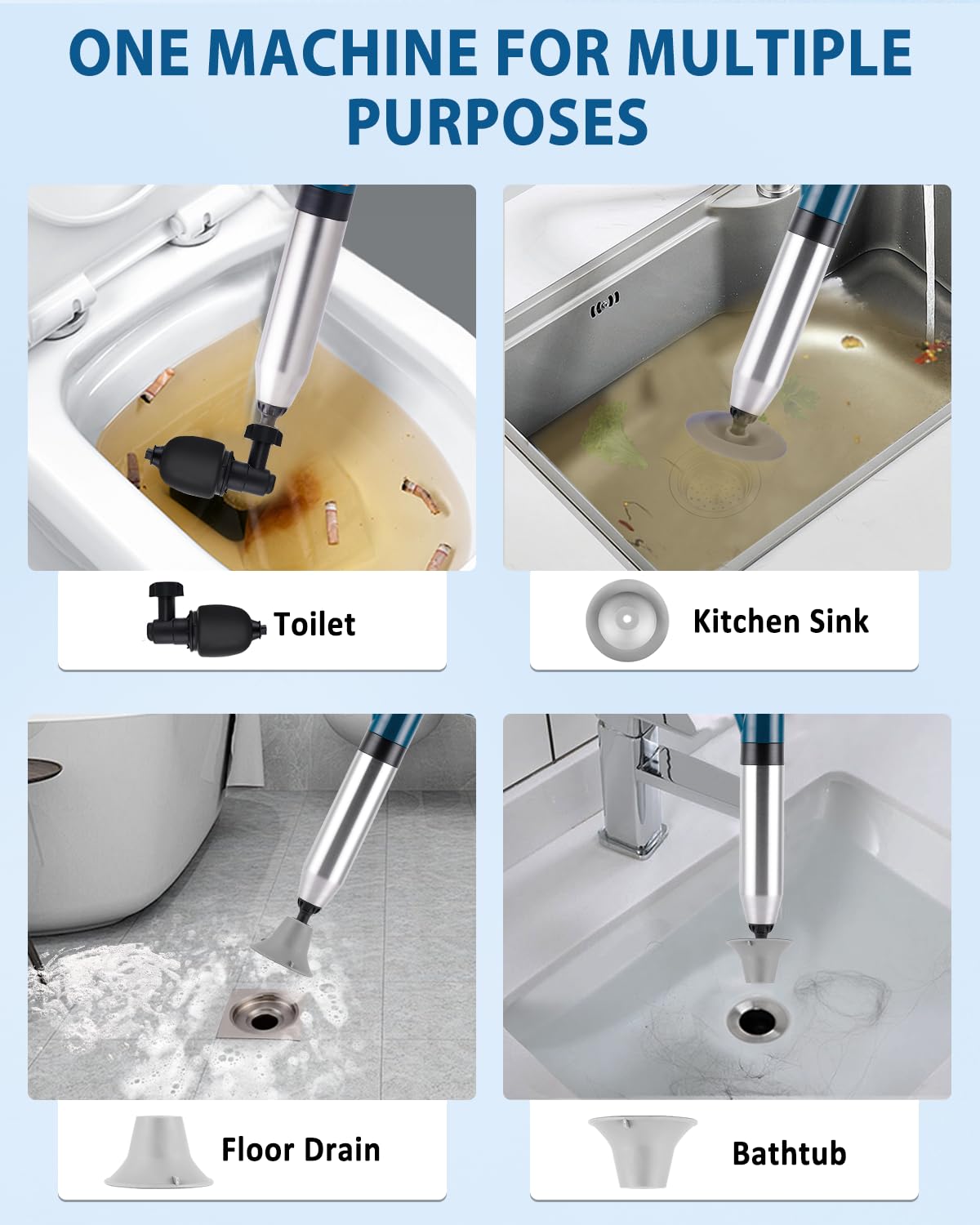 Sturalavandini A Pressione Skoye - Pistola Aria Compressa Con 4 Adattatori Per Scarichi - Foto 10