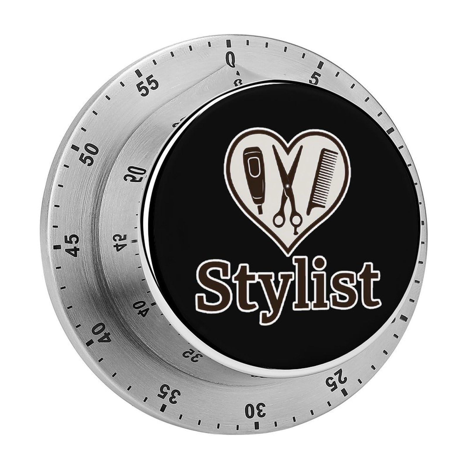 Love Hairdressing Hair Stylist Mechanical Timer with Alarm for Kitchen Cooking Productivity Stainless Steel Timers