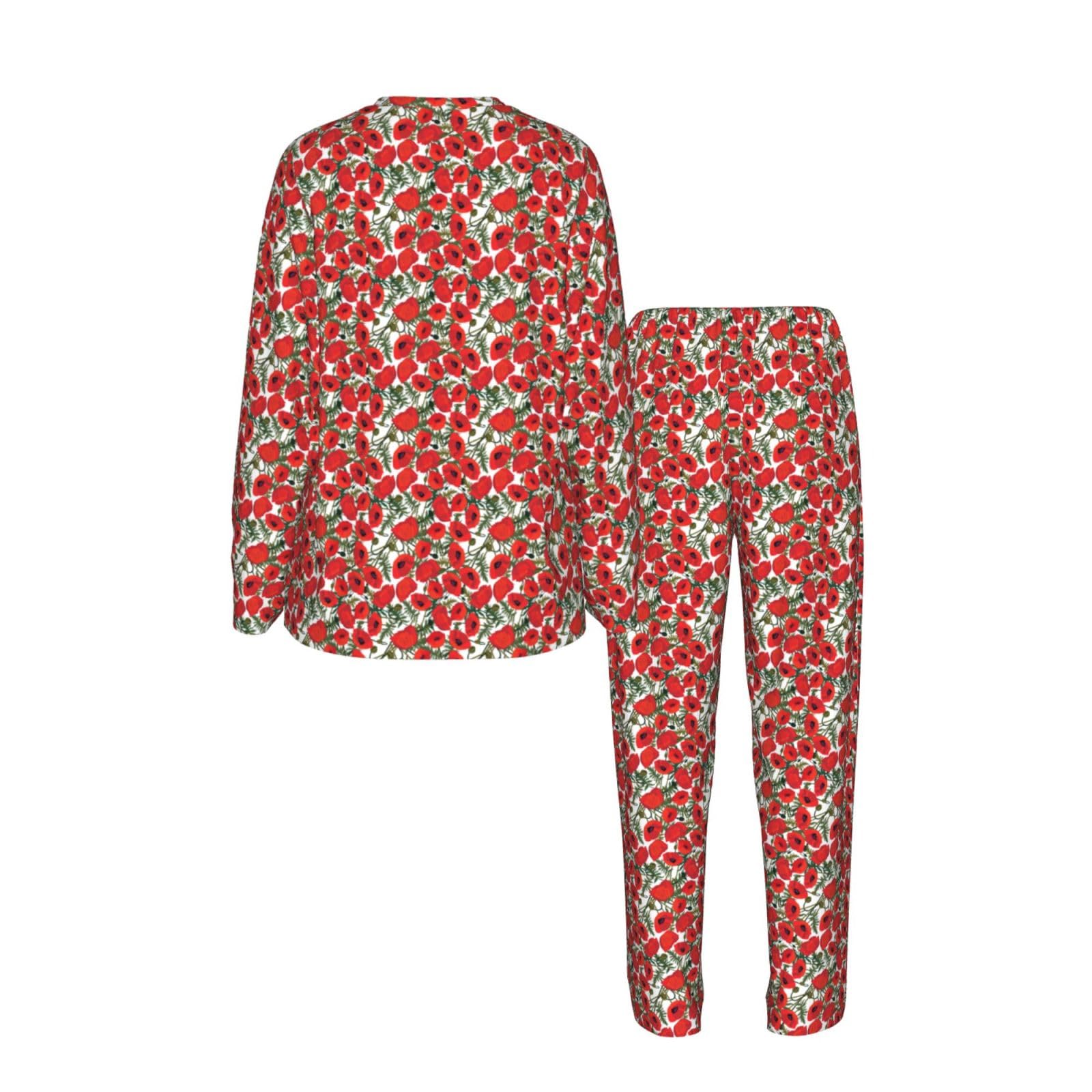 Pigiama da donna a maniche lunghe con stampa floreale Set pigiama morbido elastico coulisse casual Daywear