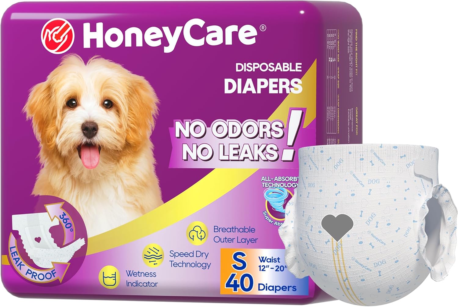 HONEY CARE All-Absorb Disposable Female Dog Diapers Small Size