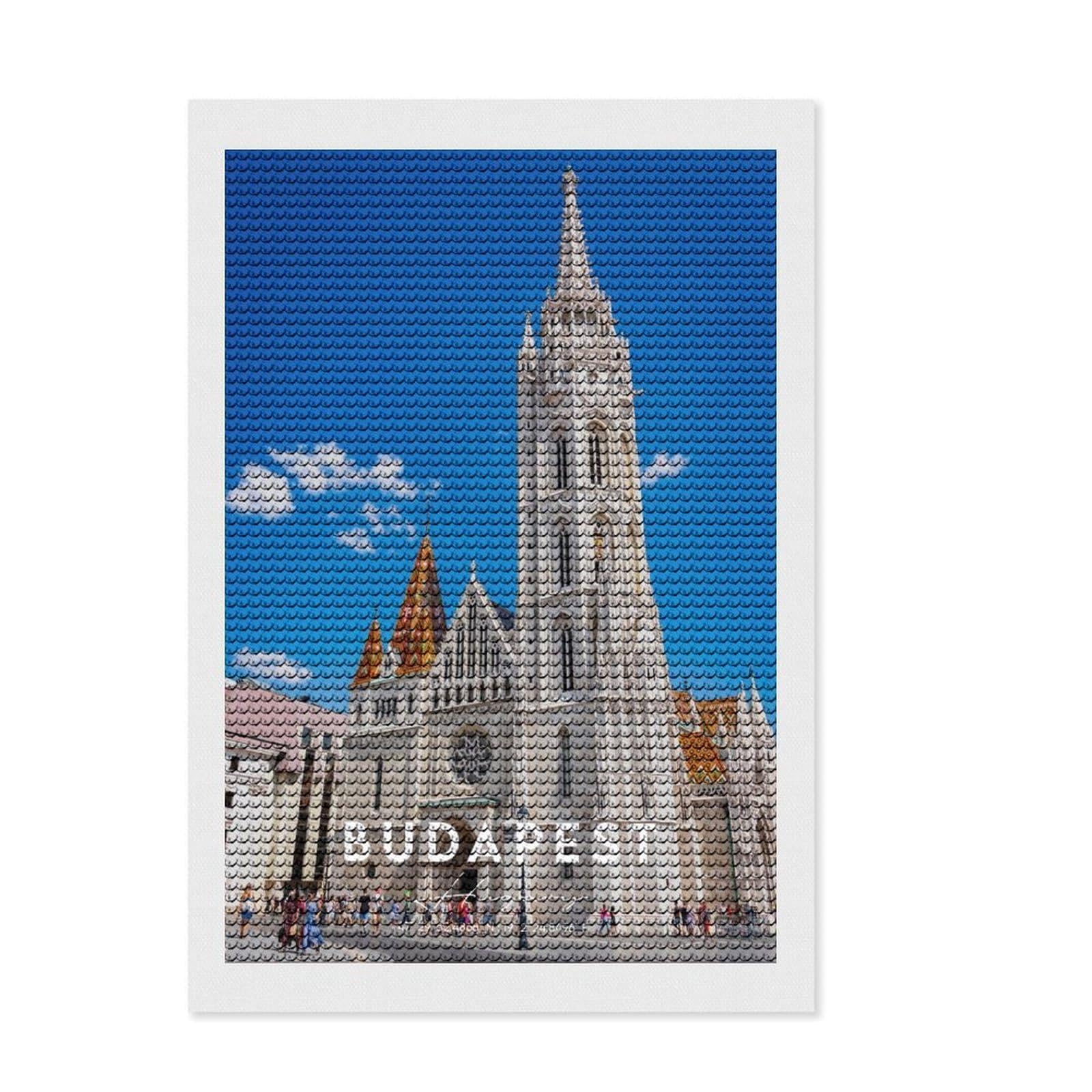 Junmoney Budapest 4 5D Diamond Painting Kit 8"x12", Aesthetic Room Decor, Vintage Style Decor, Office Decor, Artistic Hobby