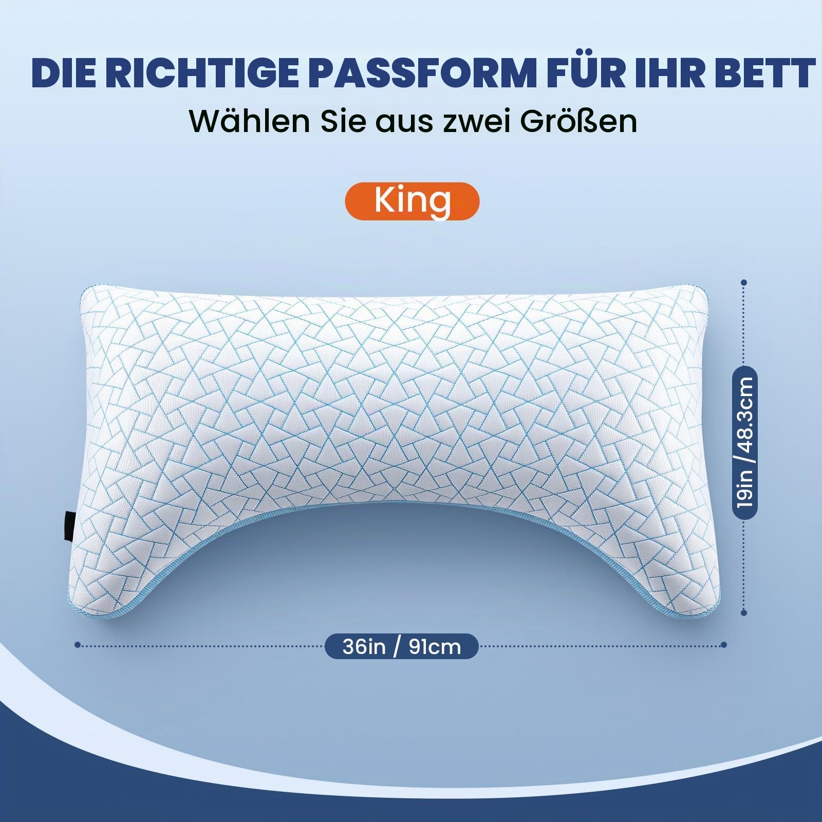 Verstellbares Memory Foam Kopfkissen, Seitenschläferkissen mit Nackenstütze | King Size, Ergonomische Kurve, Höhe/Festigkeit Anpassbar, Waschbarer Zweiseitiger Bezug, Bambusseite, Kühlseite, OEKO-TEX