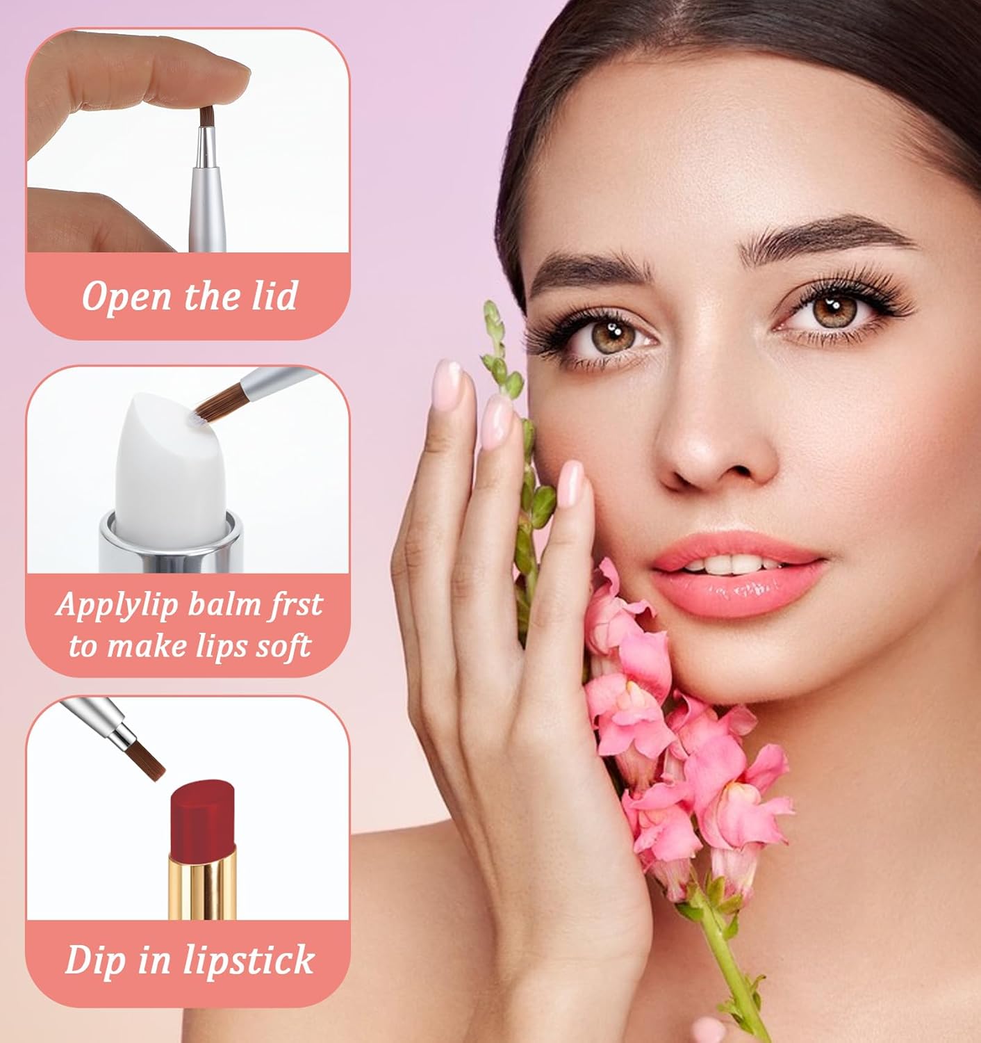 4PCS Lipstick Brush Retractable with Cap, Silver Lipstick Brush Retractable for Lipsticks, Lipgloss, Eyeshadow Travel (4.5 Inch)