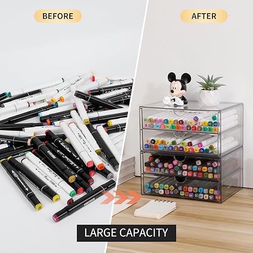 Miniatura 4 de Organizadores y accesorios de escritorio transparentes, organizador de cajones de plástico para suministros de oficina en casa, rotulador,