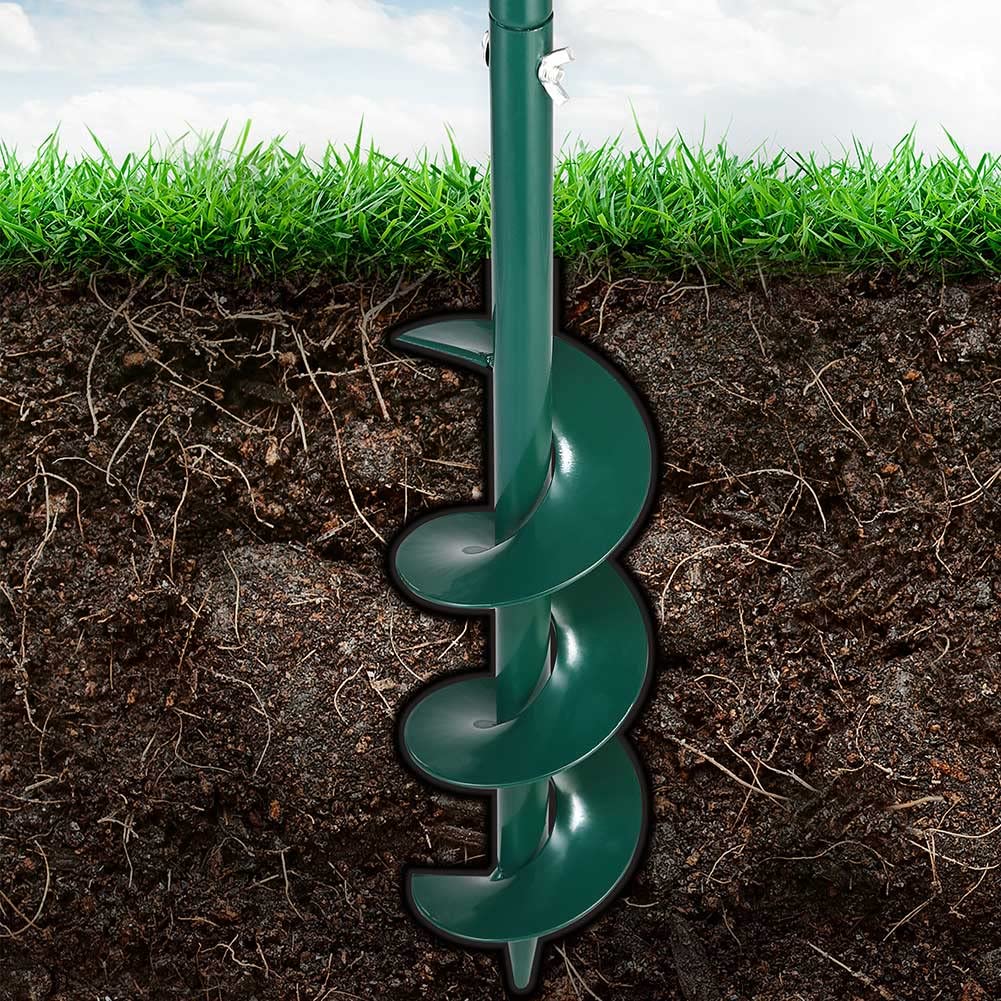Bakaji Trivella Manuale Altezza 100 cm Punta Elicoidale Spirale Impugnatura Plastica Morbida Trapano Giardinaggio a Mano Escavatore Piante Terra Terreno (Diametro 10 cm)