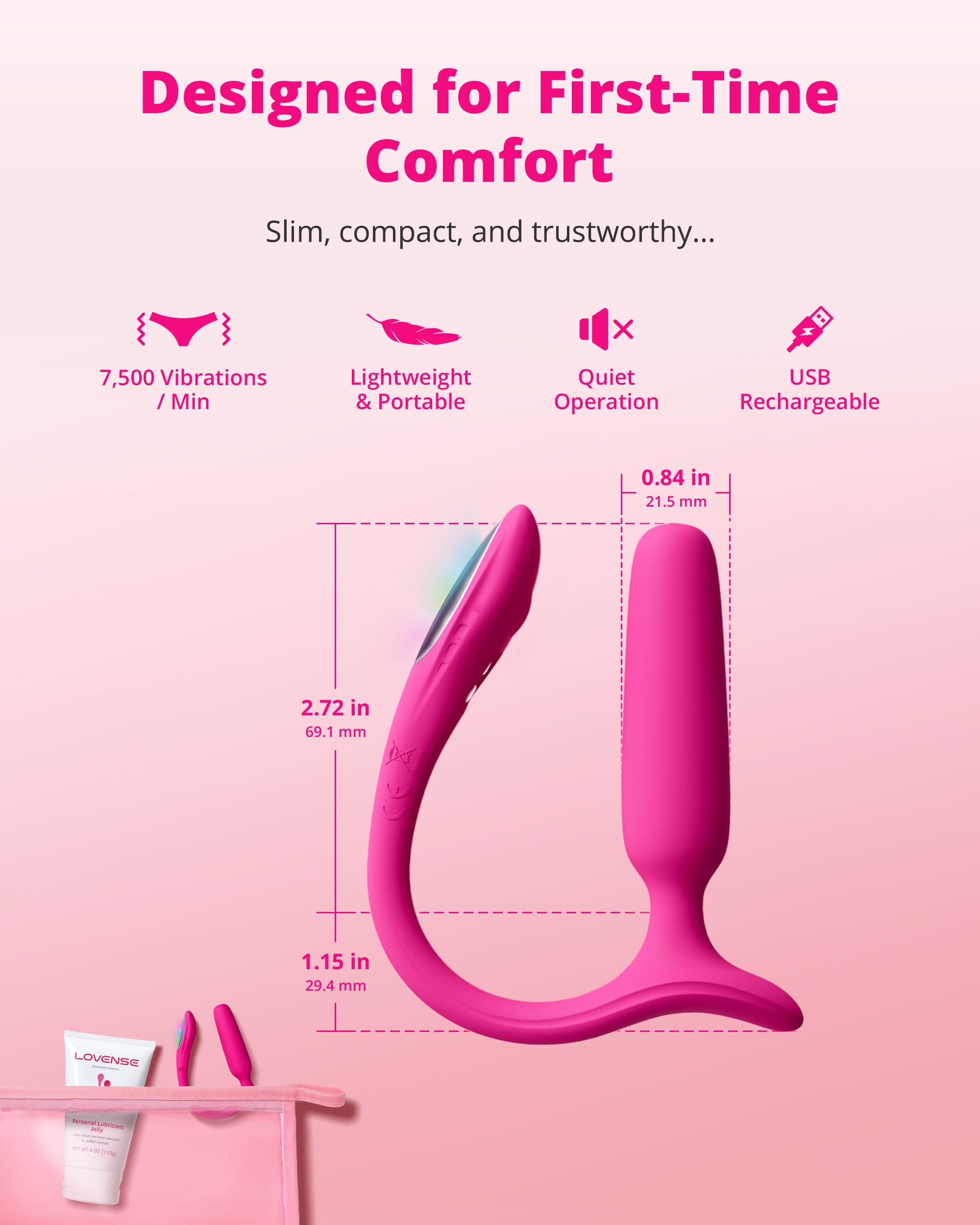 LOVENSE Lush Anal Vibrating Butt Plug Sex Toys, App Controlled Vibrator with LED Light, Small Anal Plug Adult Sex Toys & Games for Men Women Couples, Beginners-Friendly, Waterproof, Rose