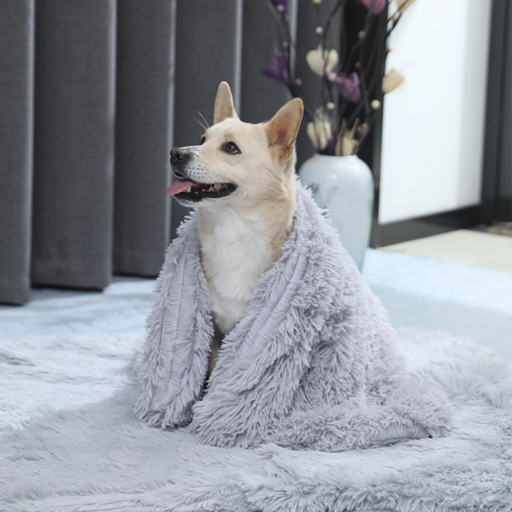 Lot de 2 couvertures en peluche moelleuse pour chien et chat – Couverture douce et lavable en machine – Couverture polyvalente et apaisante pour chien et chat (rose, 127 x 100 cm)