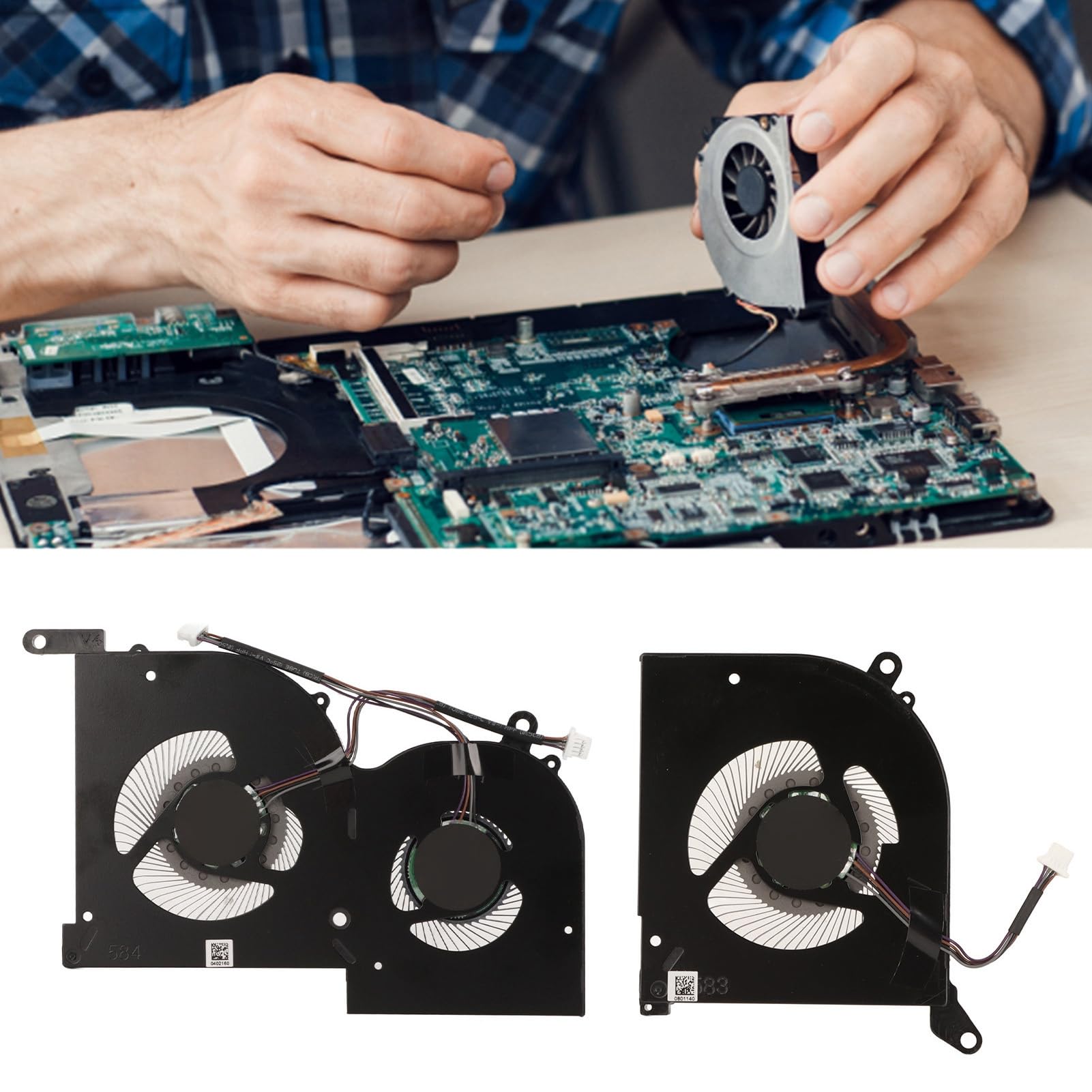 Alomejor Ventilador de Refrigeración para Portátil GS66, Ventilador de Disipación de Calor Duradero de Fácil Instalación de 4 Pines para Jugadores (de CPU y GPU)