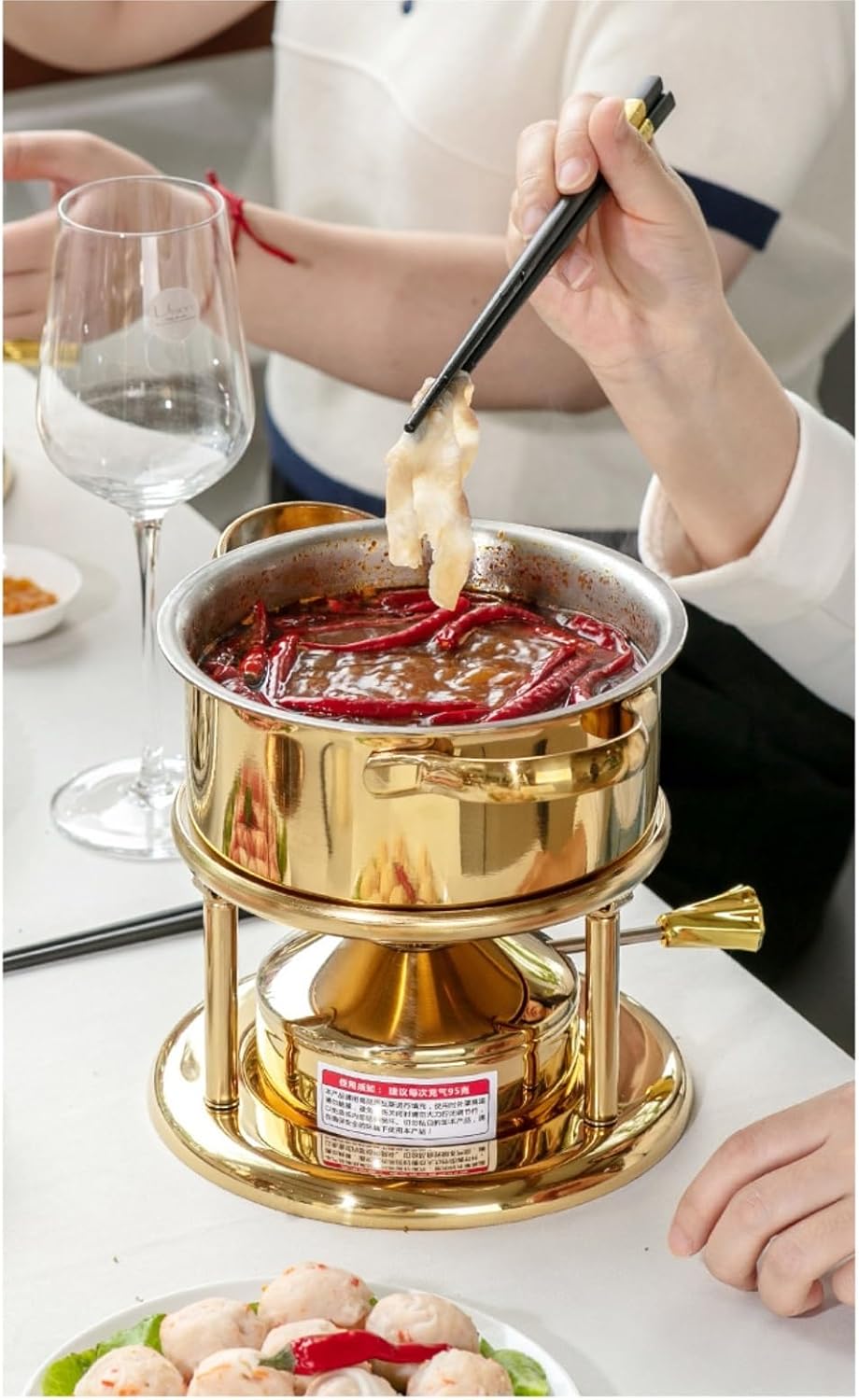 Fondue Set Ideal For Hot Pot Inflatable Gas Stove Perfect For Kitchen Collection & Wedding Gifts With Glass Lid(Silver)