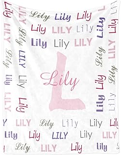 Personalized Blanket with Name for Girl, Customized Baby Blankets for Kids, Super Soft Personalized Name Blanket for Teen Adult Birthday Gift for Christmas Mothers Fathers Valentines Day, 40
