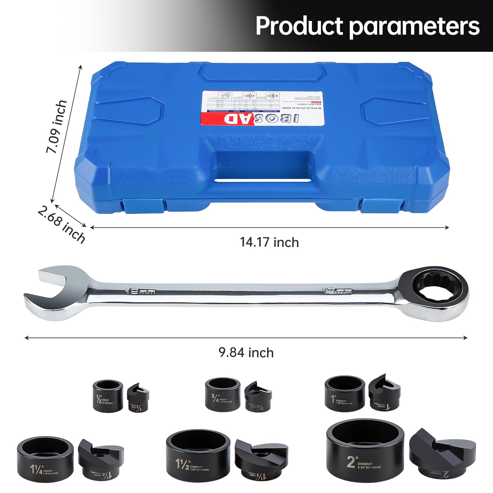 IBOSAD Knockout Punch Kit - Conduit Hole Cutter -5