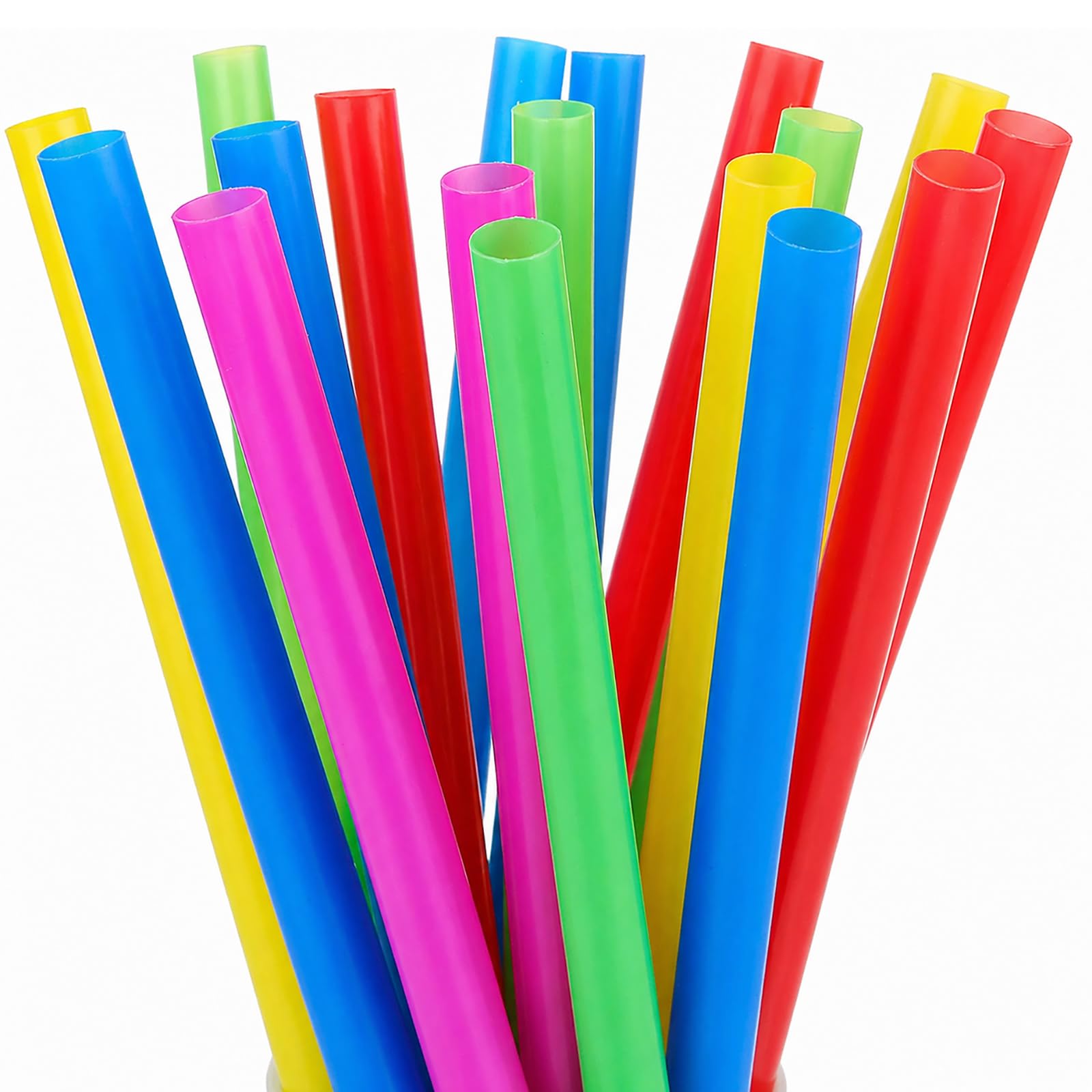 ALINK 100 Pcs Colorful Plastic Boba Smoothie Straws, 0.5" Dia Jumbo Straws