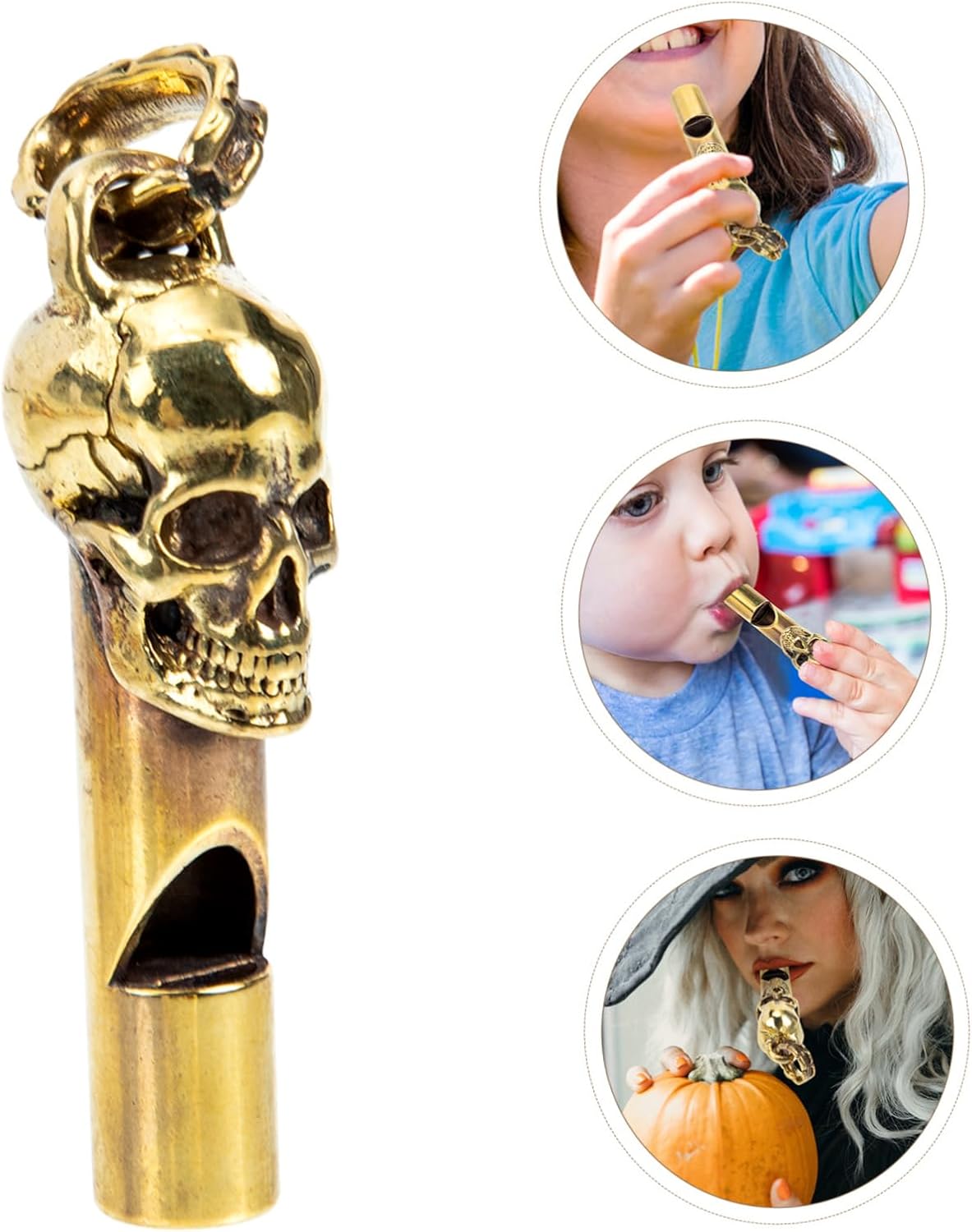 KICHOUSE Skull Shaped Copper Whistle for Outdoor Survival and Camping Portable Loud Crisp Sound Unique Themed Party Prop and Easy to Use