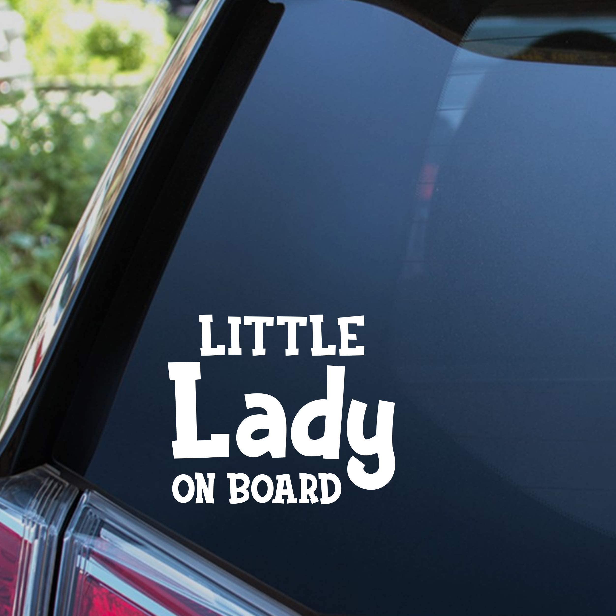 38K Vinyl Graphics Women's White Or Black Little Lady On Board Sticker Baby Child Children Girl Funny Car Decal