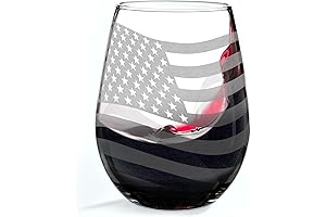 Stars and Stripes American Flag Engraved 17oz Silicon Wine Glass