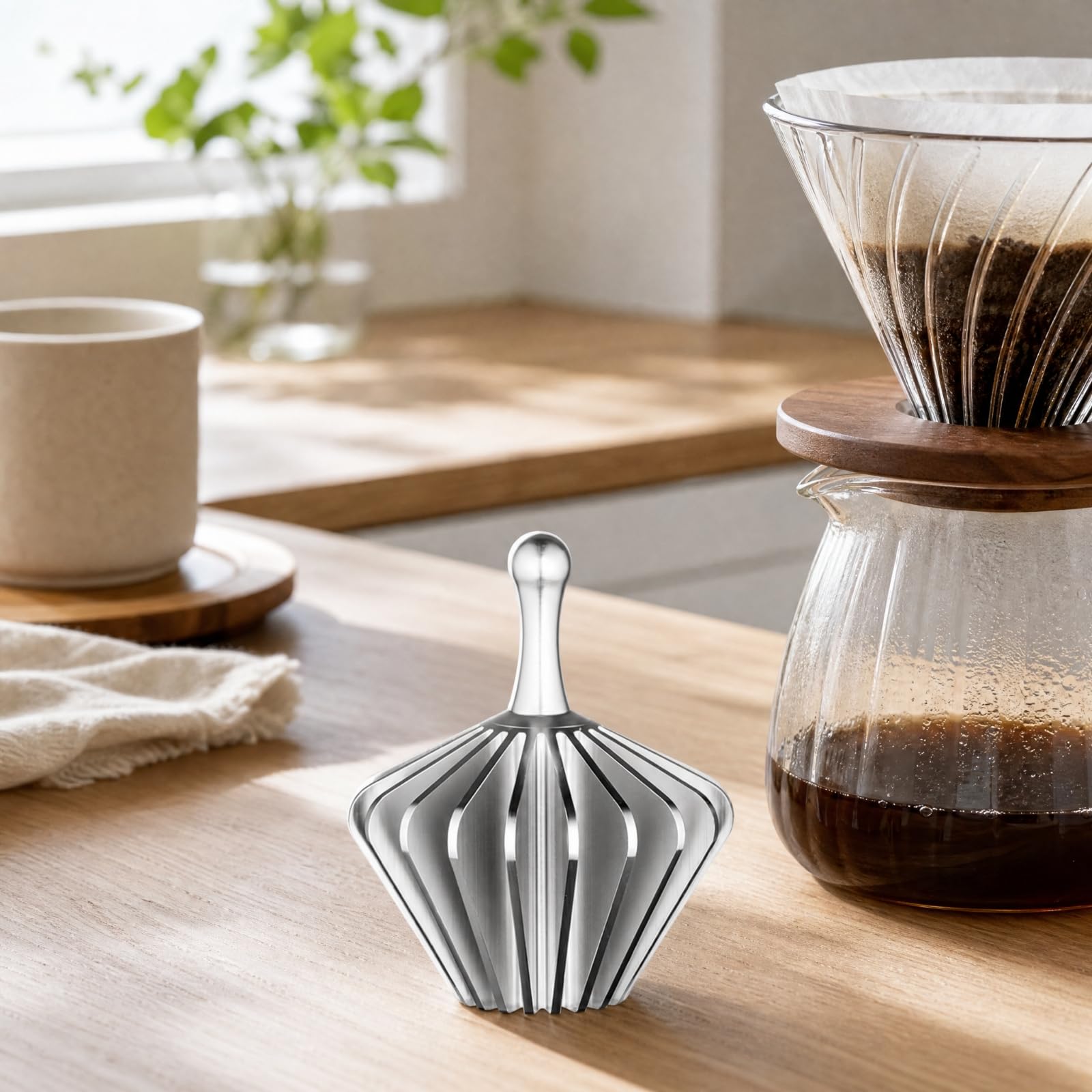 Colcolo Pressa Metallico per Filtri di Carta per Caffè Pour-Over Facile da Pulire Compatto