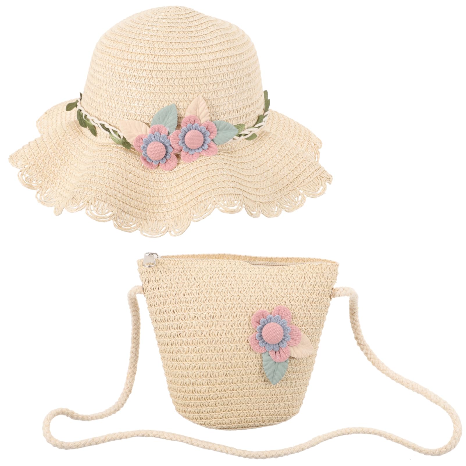 PACKOVE Sombrero De Playa para Niñas Sombrero De para El Sol Sombrero De Sol De para Bebé Sombreros De Playa De Verano Gorro Chica Bolsa De Playa para Niñas Tapa
