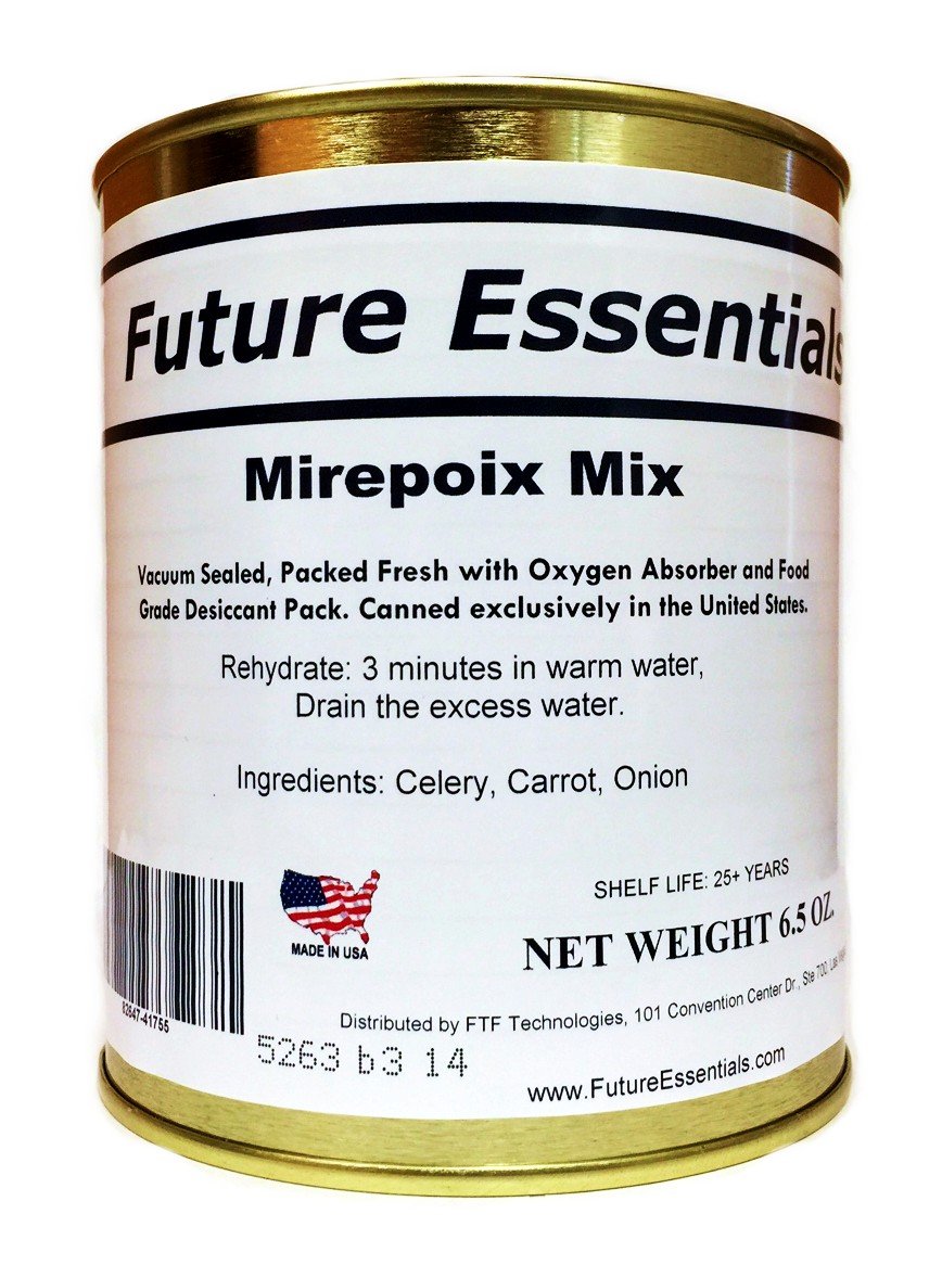 Future Essentials Dehydrated Mirepoix Mix | 7.5 oz Can | Emergency Food Supply | Dried Onion, Carrot & Celery Blend | Long Shelf Life | Ideal for Cooking, Prepping & Food Storage | Made in USA