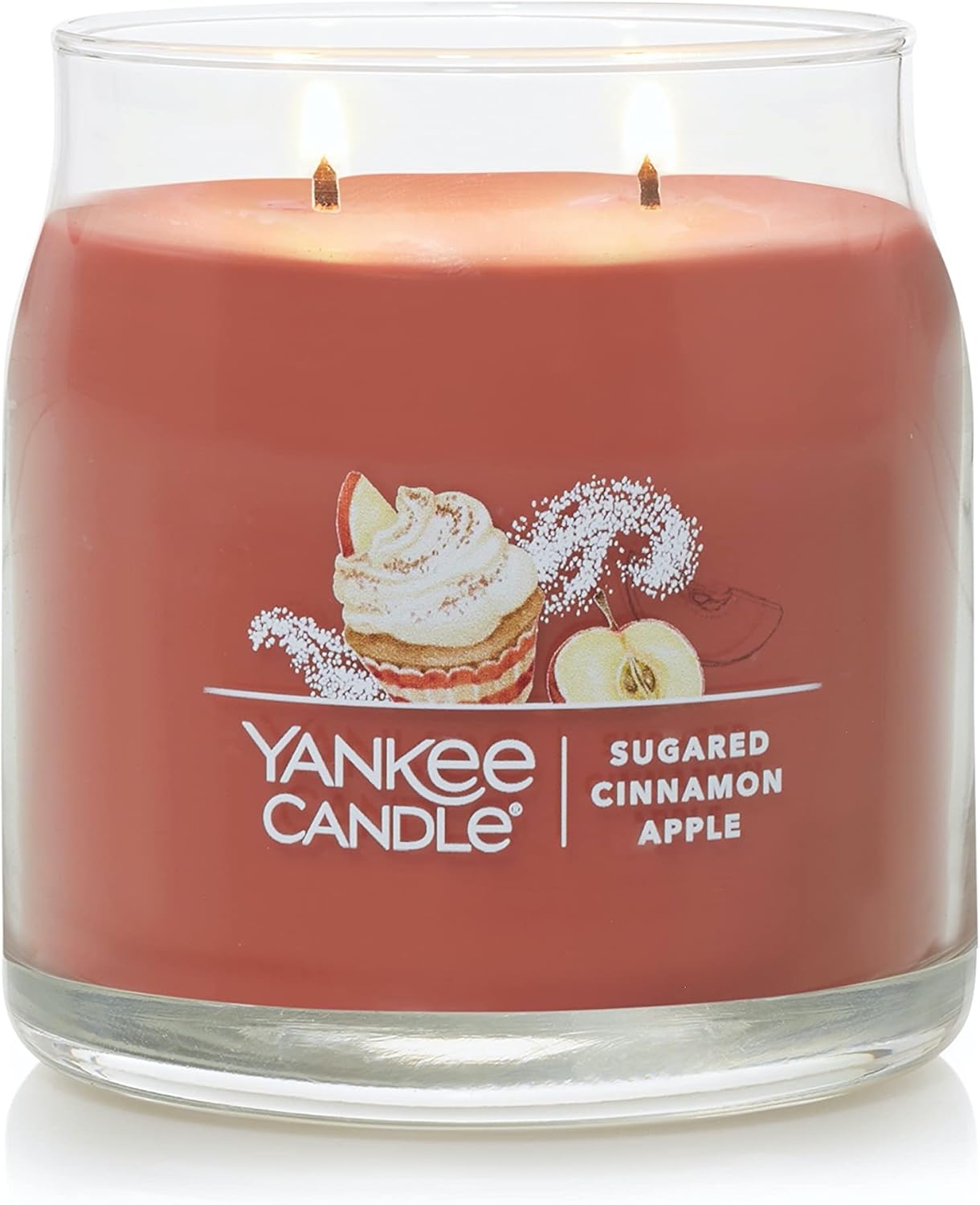 Yankee Candle Sugared Cinnamon Apple Scented Signature 13oz Medium Jar 2-Wick Candle Over 35 Hours of Burn Time