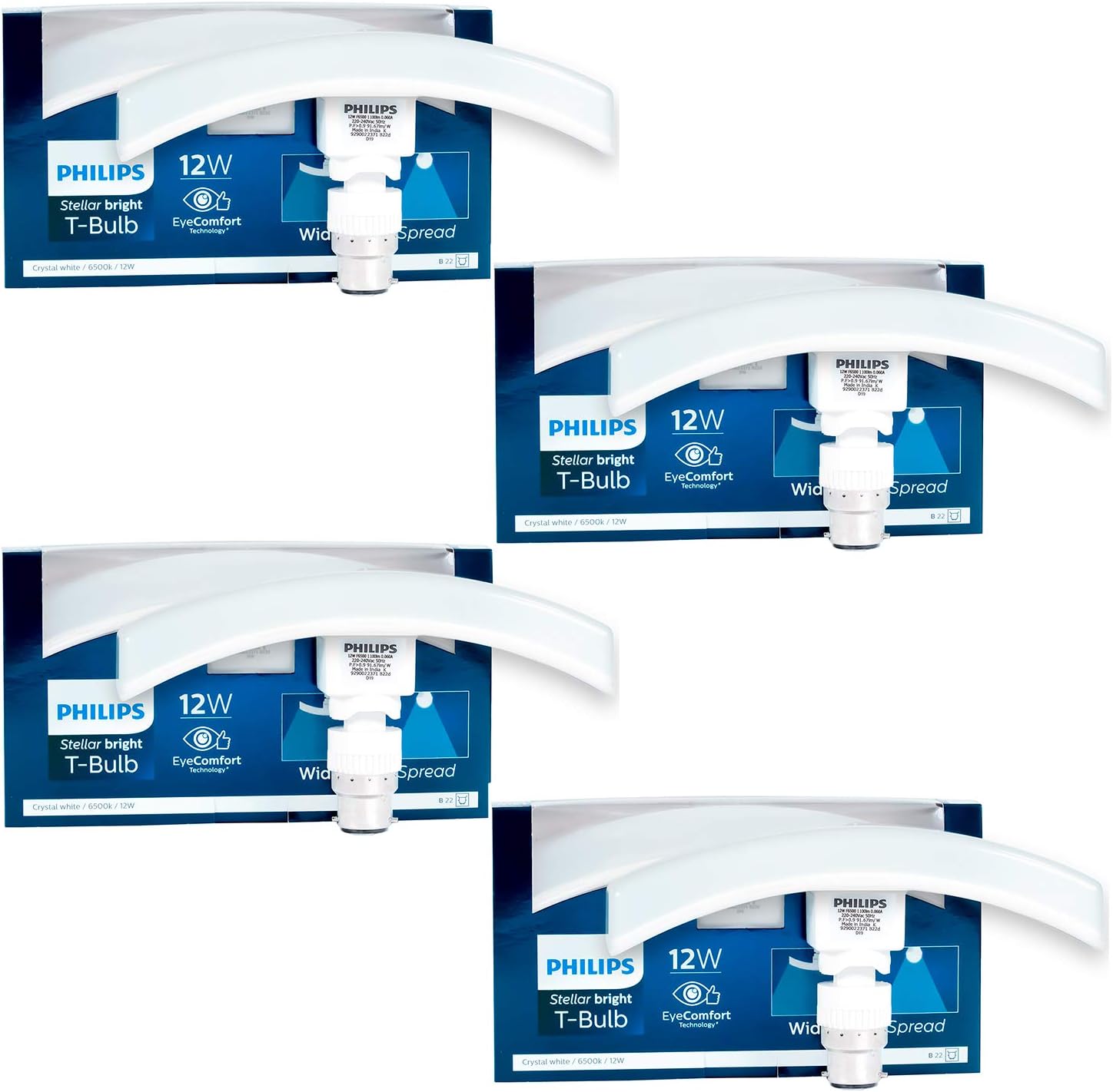 Stellar Bright 12W B22 Curvy LED T-Bulb,1260lm,Cool Daylight, Pack of 4