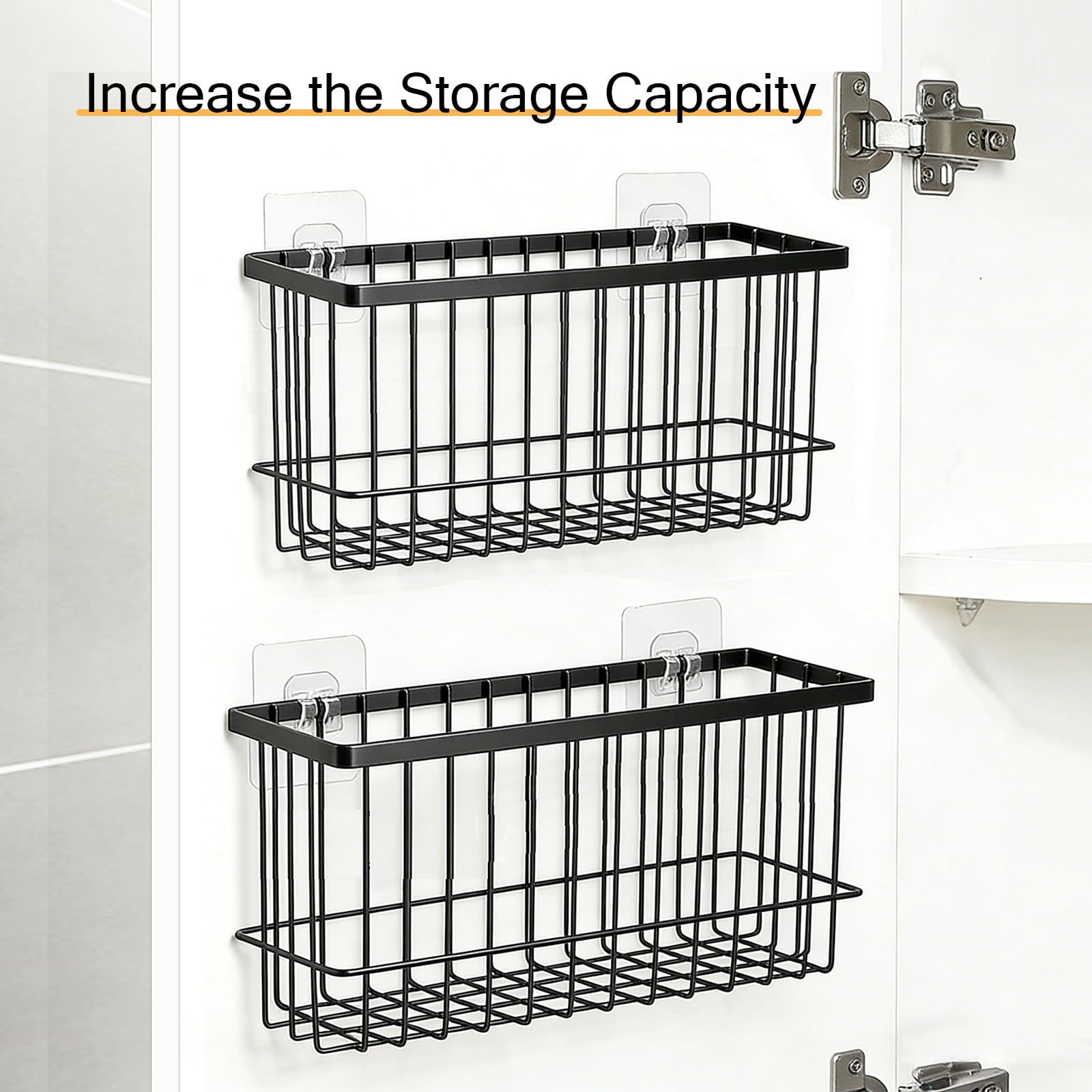Caja de almacenamiento para puerta de armario de cocina, 25,5/36 cm, autoadhesiva, organizador de armario de cocina, montaje en pared, almacenamiento para puerta de armario, baño, nevera