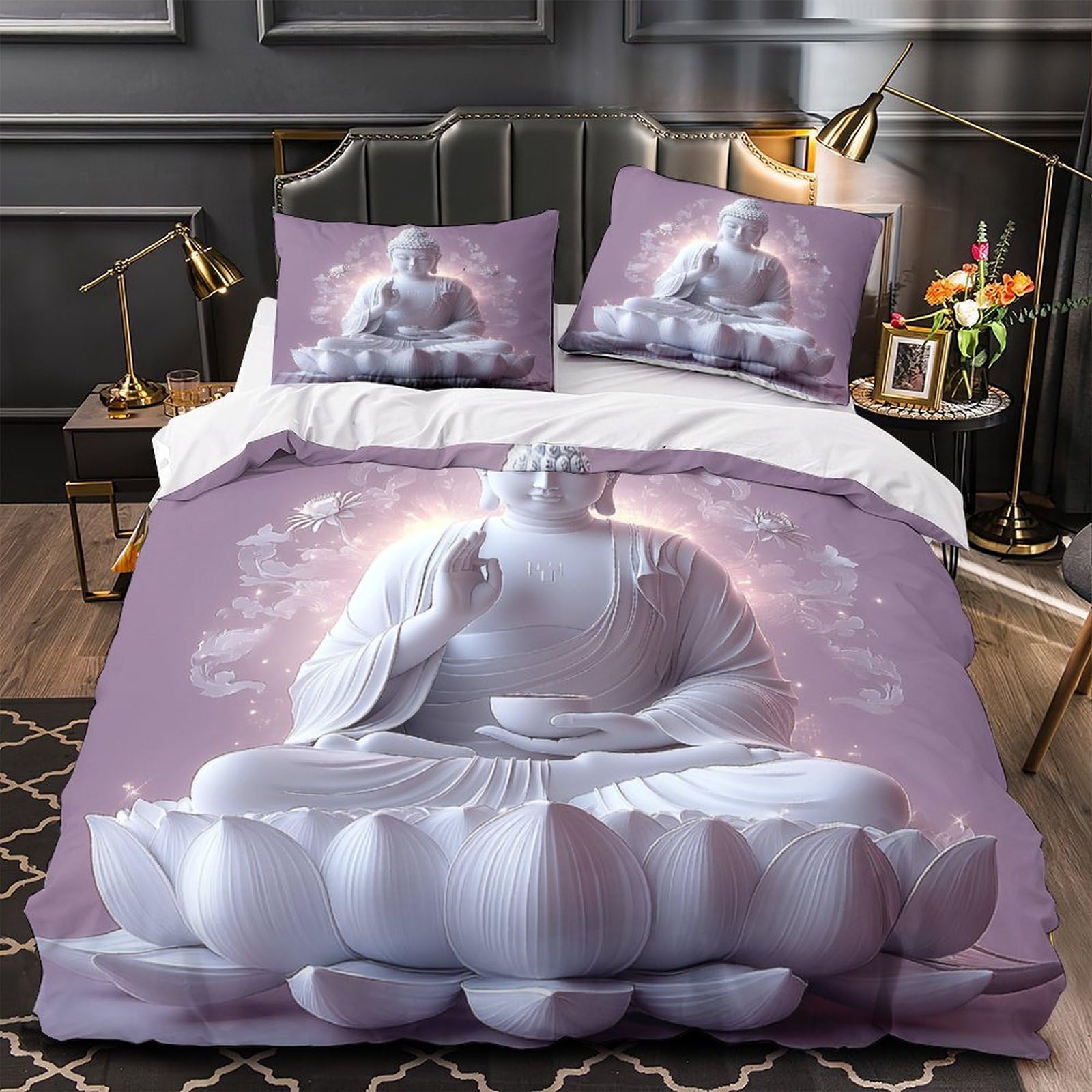 Housse de couette Bouddha 200x200 parure lit microfibre