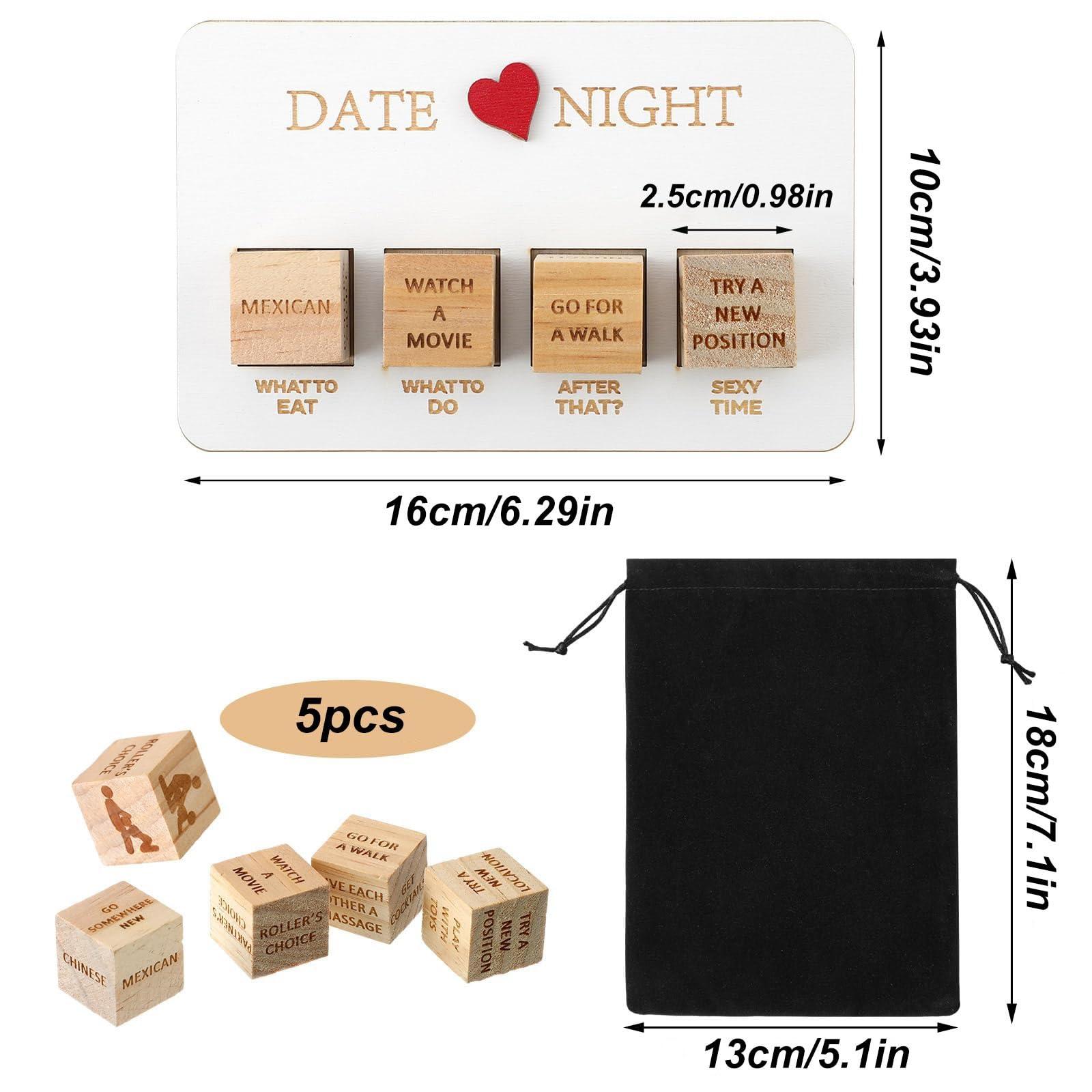 Date Night Würfel Für Paare – 12-seitig, Holz, Romantische Ideen Für Verabredungen