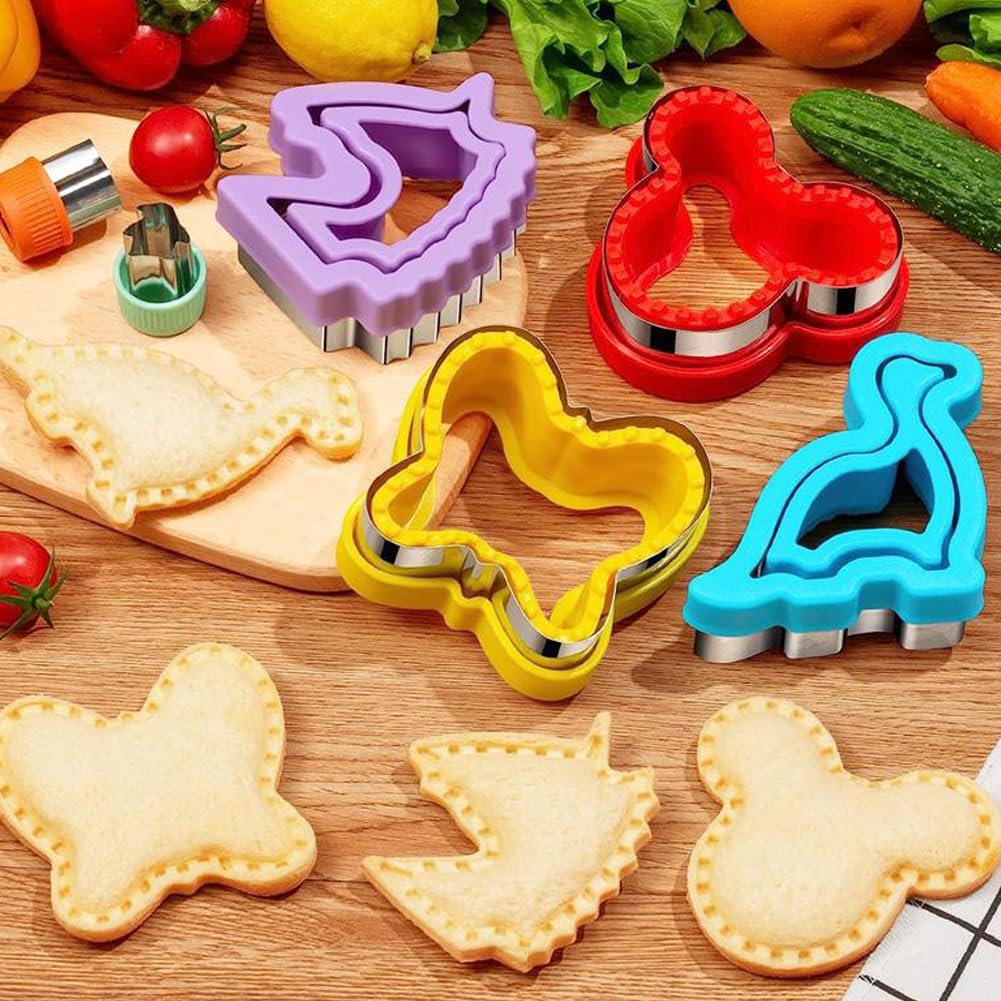 CANDeal Lot De 48 Emporte-pièces Et Scellants Pour Sandwichs, En Acier Inoxydable, Pour Fruits, Légumes, Biscuits, Biscuits, Formes Avec Bâtonnets De Fruits, Moules Incrustables En Forme De Cœur