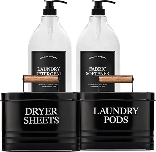 Calindiana Moderno dispensador de detergente líquido para ropa y suavizante de tela, soporte para sábanas de secadora y soporte para cápsulas de