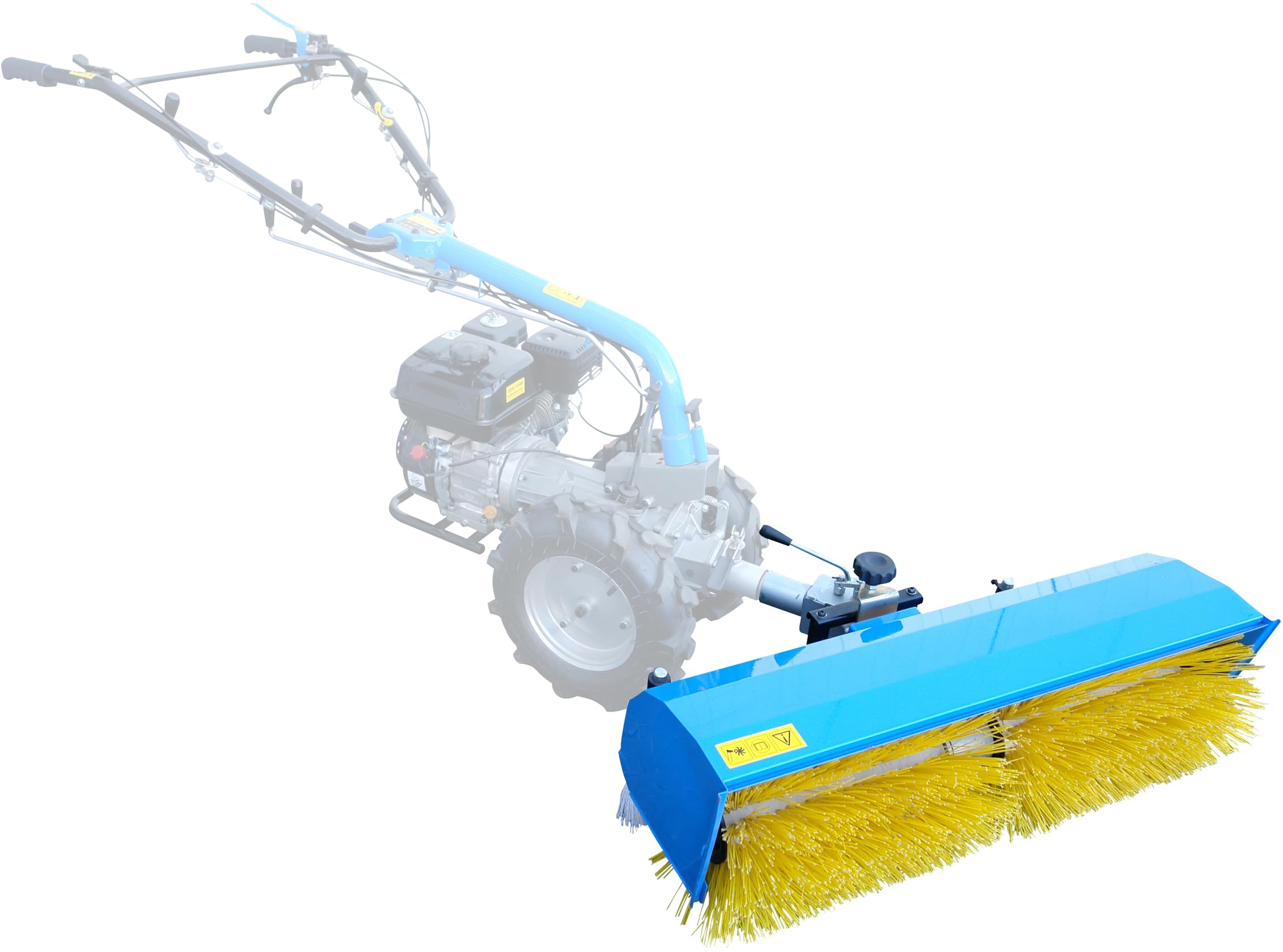 Güde Kehrmaschine GKM 900 2in1 (zum Kehren & Schneeräumen, Kehrwinkel & Kehrhöhe verstellbar, Bürstenbreite 900 mm, ø 320 mm, inkl. Kehrgutbehälter, passend zu Motoreinachser GME 6,5 V und GME 6,5 PS)