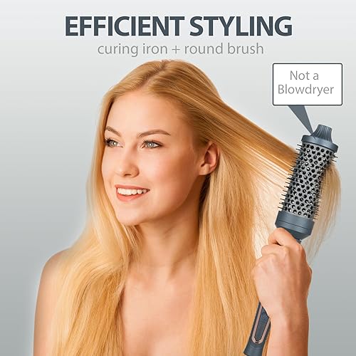 Miniatura 3 de Juego de cepillos térmicos 3 en 1, cepillo redondo calentado sin soplado, rizador infrarrojo de turmalina de cerámica de calentamiento rápido de 30
