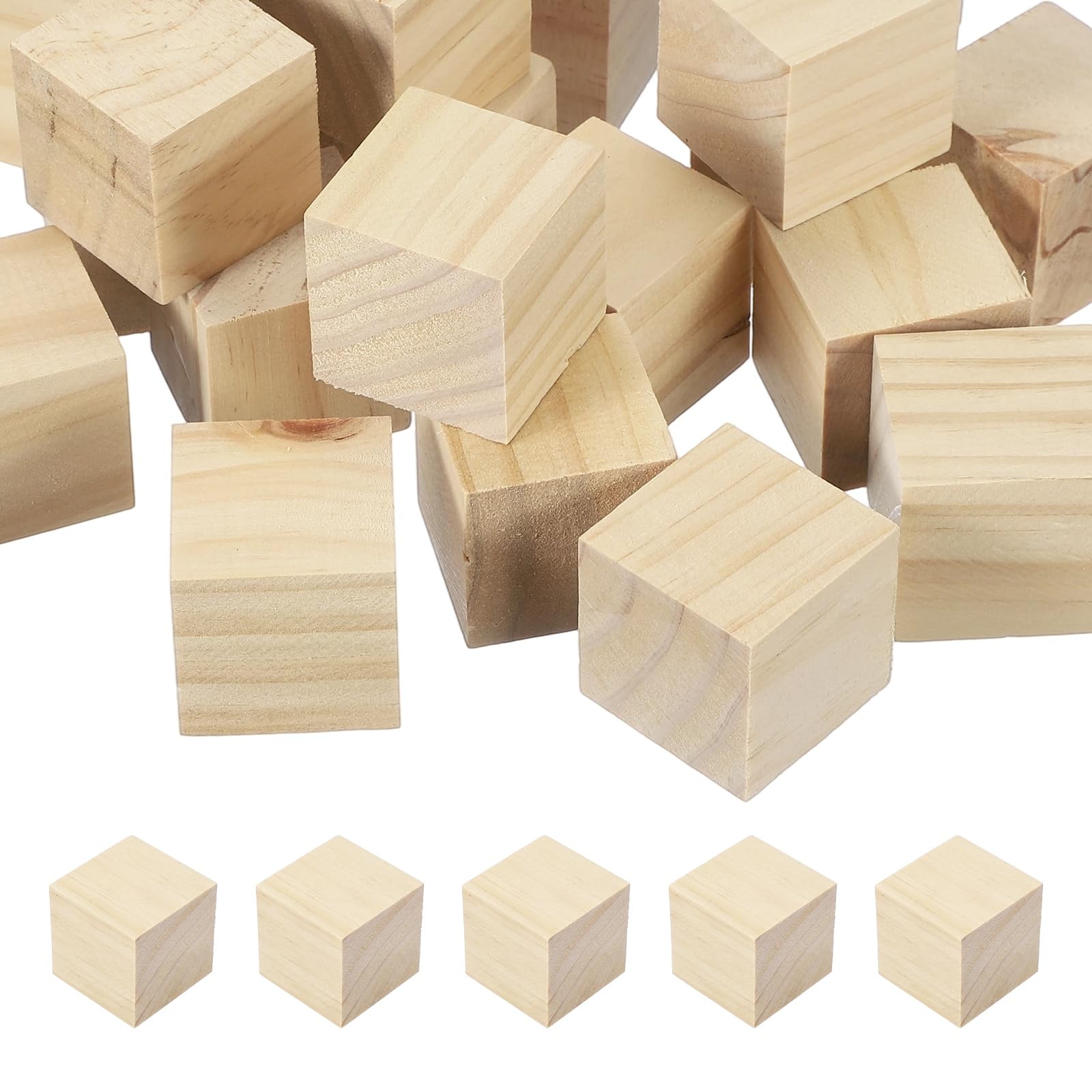 sourcing map 10Pcs Unfinished Wooden Cubes, 30mm / 1.18in Wood Square Blocks, Plain Wooden Blocks for Paint DIY Crafts Puzzle Making Art Projects Party Decoration, Wood Color