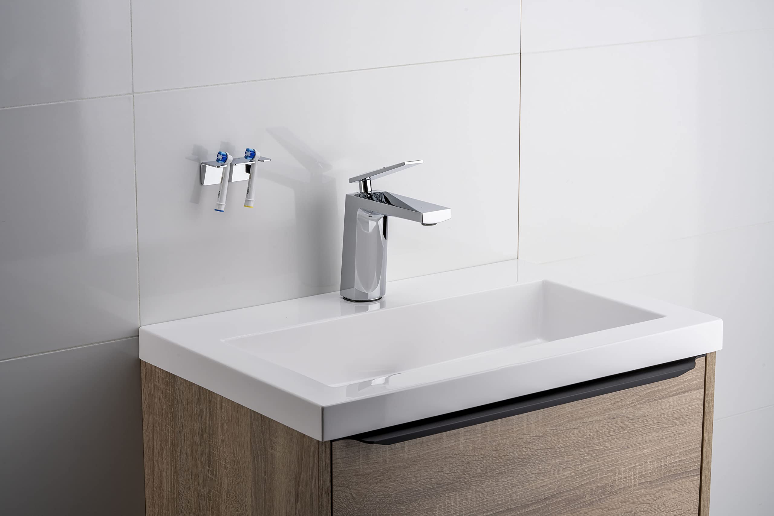 44S1 Pequeño Grifo Lavabo – Mezclador de Baño Cromado con Cartucho Cerámico Antifugas, Cuerpo Latón Duradero y Estilo Moderno para Lavabos
