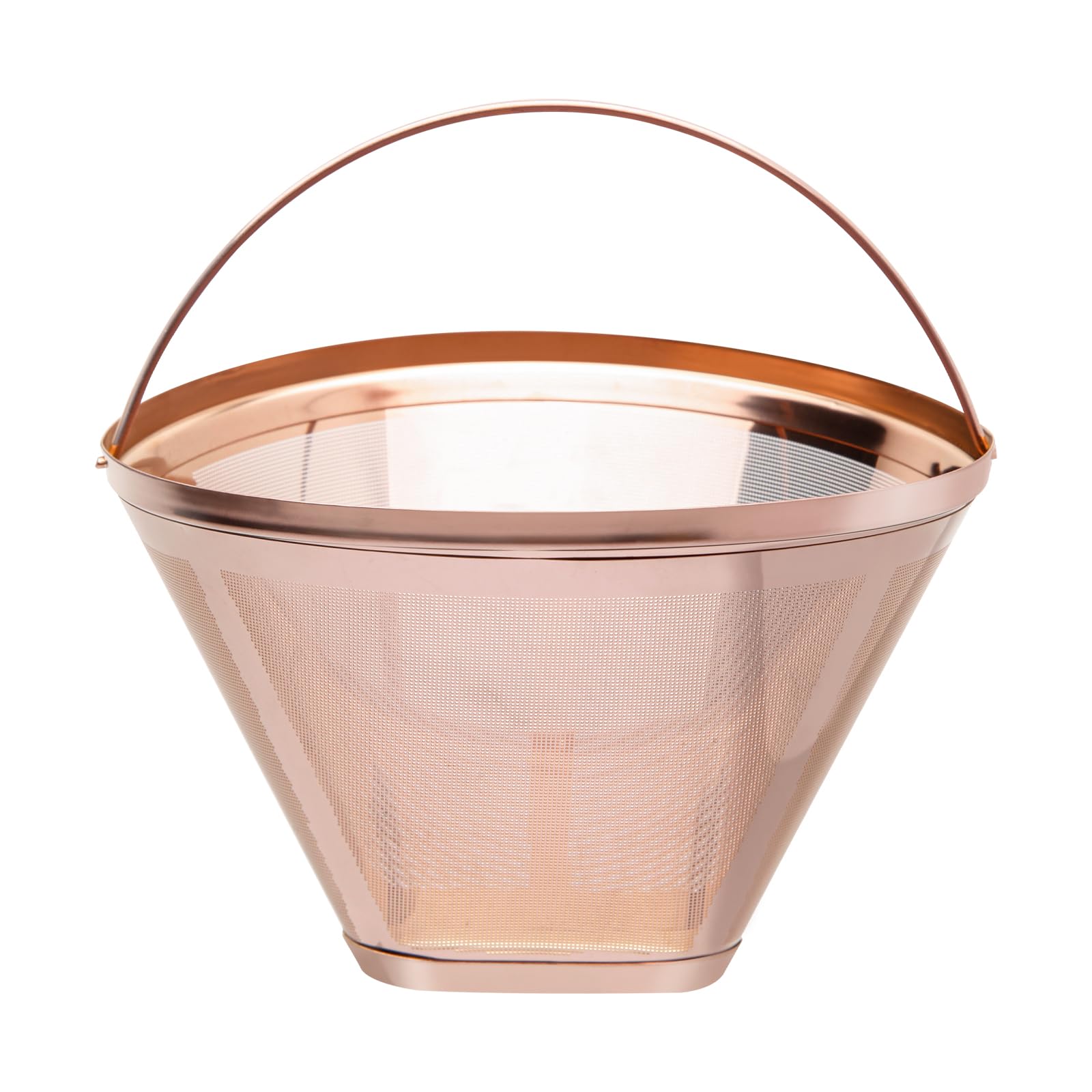 Kfomitial Coffee Filter, Stainless Steel #4 Reusable Permanent Cone Coffee Filters, 8~12 Cup Size 4 Coffee Filters, Perfect Fit for Cuisinart Ninja Hamilton Beach Coffee Maker Filters (Rose Gold)