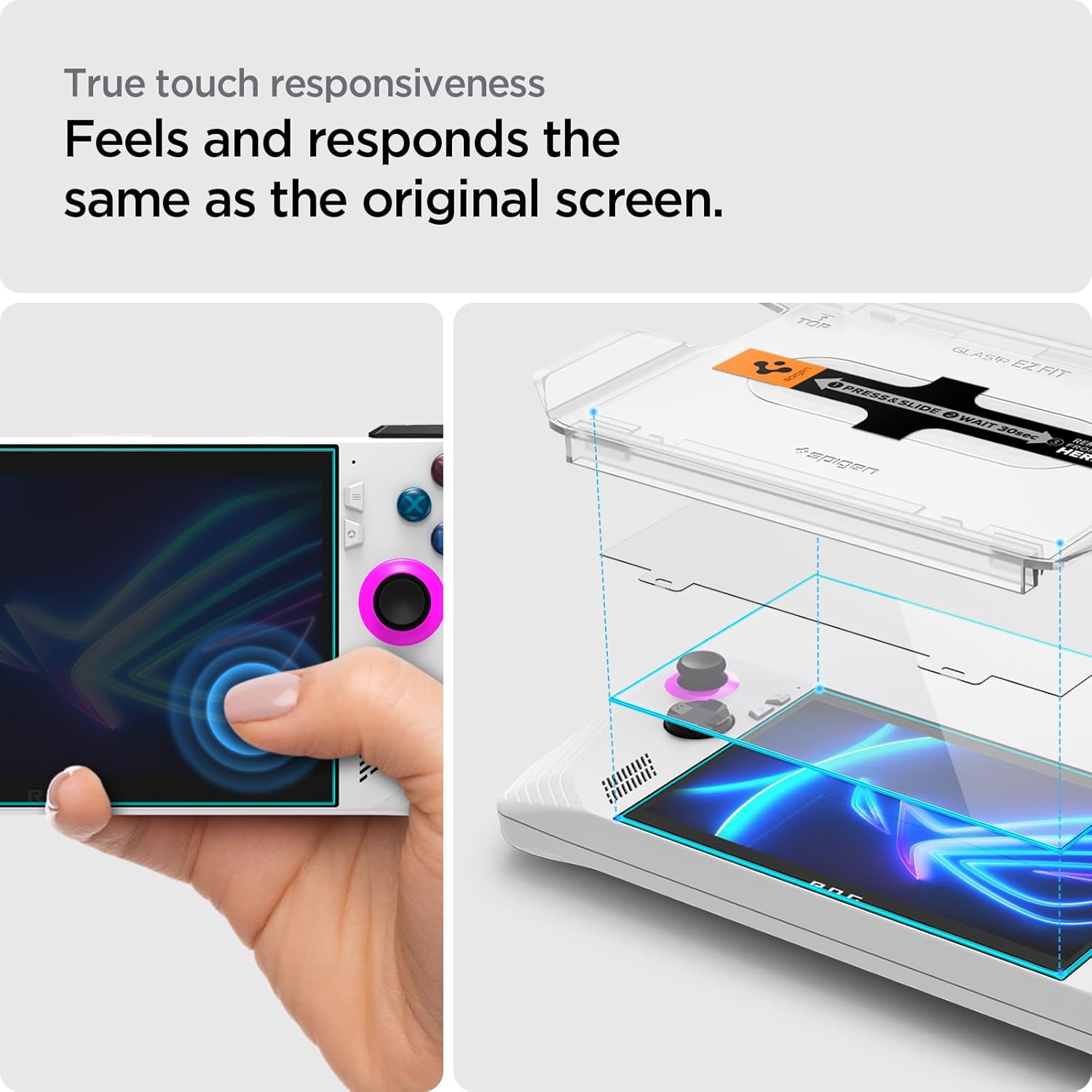 Spigen Tempered Glass Screen Protector [GlasTR EZ FIT] designed for ASUS ROG Ally - 2 Pack [Not compatible with ROG Xbox Ally] - Image 4