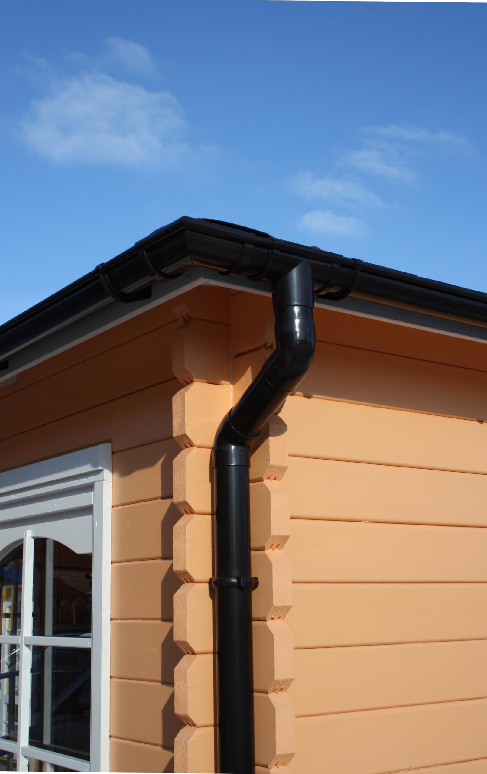 4 Home & Garden Dachrinnen Set Anthrazit | Flachdach Pultdach (1-Seite) bis 600cm | Halbrundrinne 65mm Kunststoff Fallrohr DN60 in 3 Farben | Regenrinnen Komplettset