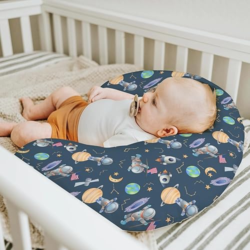 Miniatura 5 de Fundas de almohada de lactancia para niños y niñas, diseño de astronauta, planetas, galaxia, barco, luna, estrellas, funda de almohada para