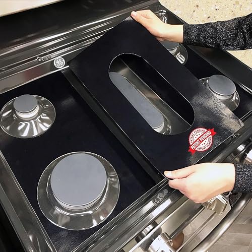 Protectores de estufa Premium Plus para GE Gas Range Modelo CGS985SETSS, corte personalizado, revestimiento de estufa fácil de limpiar, fabricado en