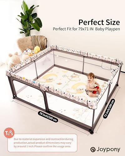 Miniatura 2 de Tapete de juego para bebé, 79 x 71 pulgadas, extra grande, plegable, para bebés y niños pequeños, impermeable y antideslizante, tapete portátil para