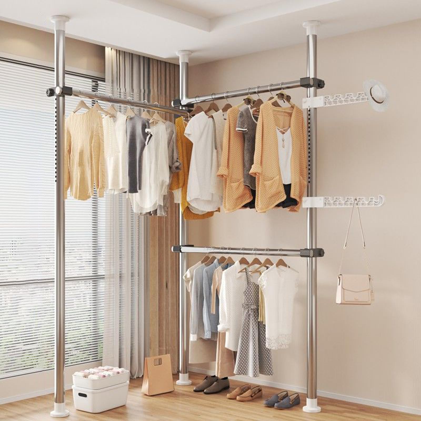 Appendiabiti da soffitto estensibile adjuble, salvaspazio, per camera da letto, soggiorno, cucina, bagno, ingresso, altezza 110-310 cm