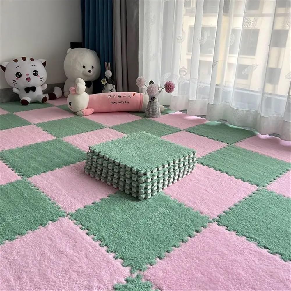 Mata do układania puzzli Mata podłogowa z pianki EVA, zestaw 40 sztuk puzzli, wielokolorowa, 30x30 cm(Green and Pink)