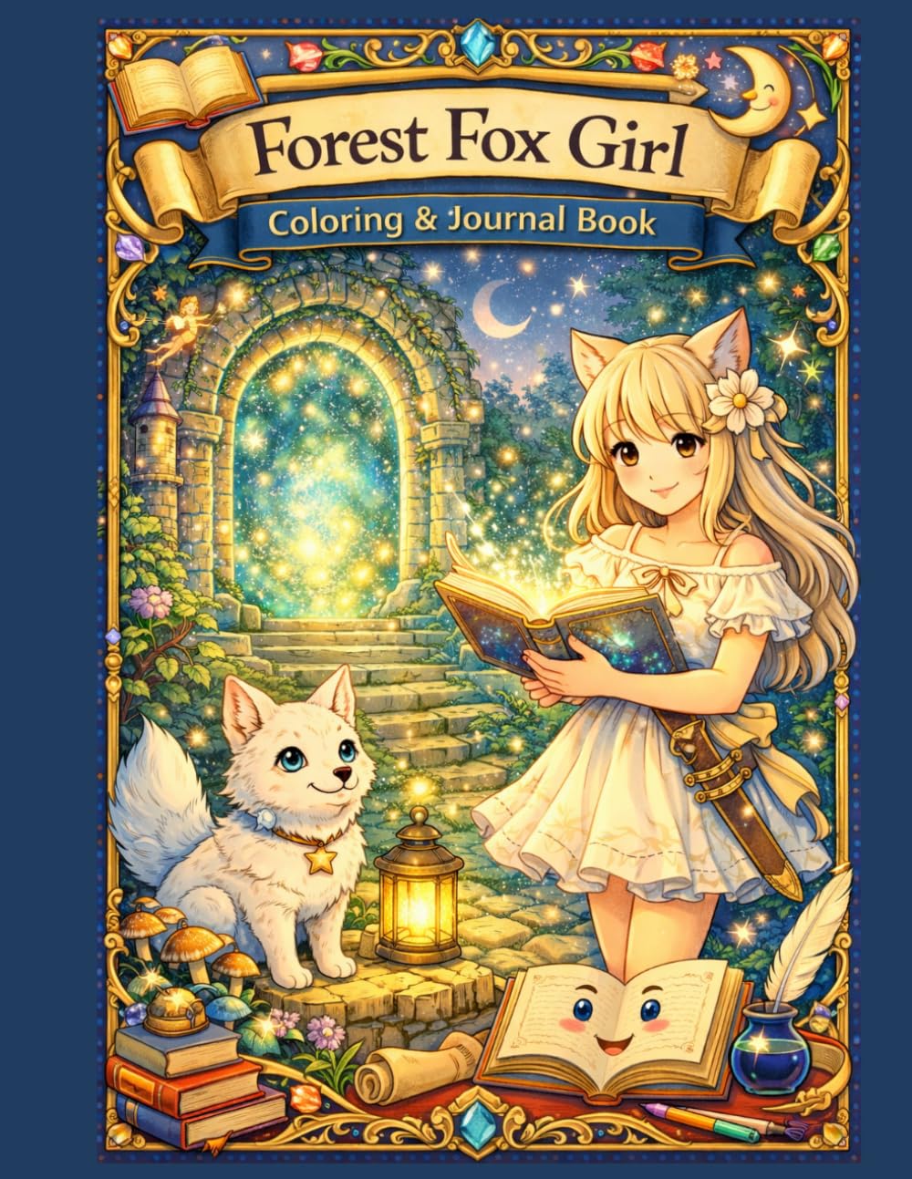 Forest Fox Girl Coloring & Journal Book (Whiskers and Feathers)