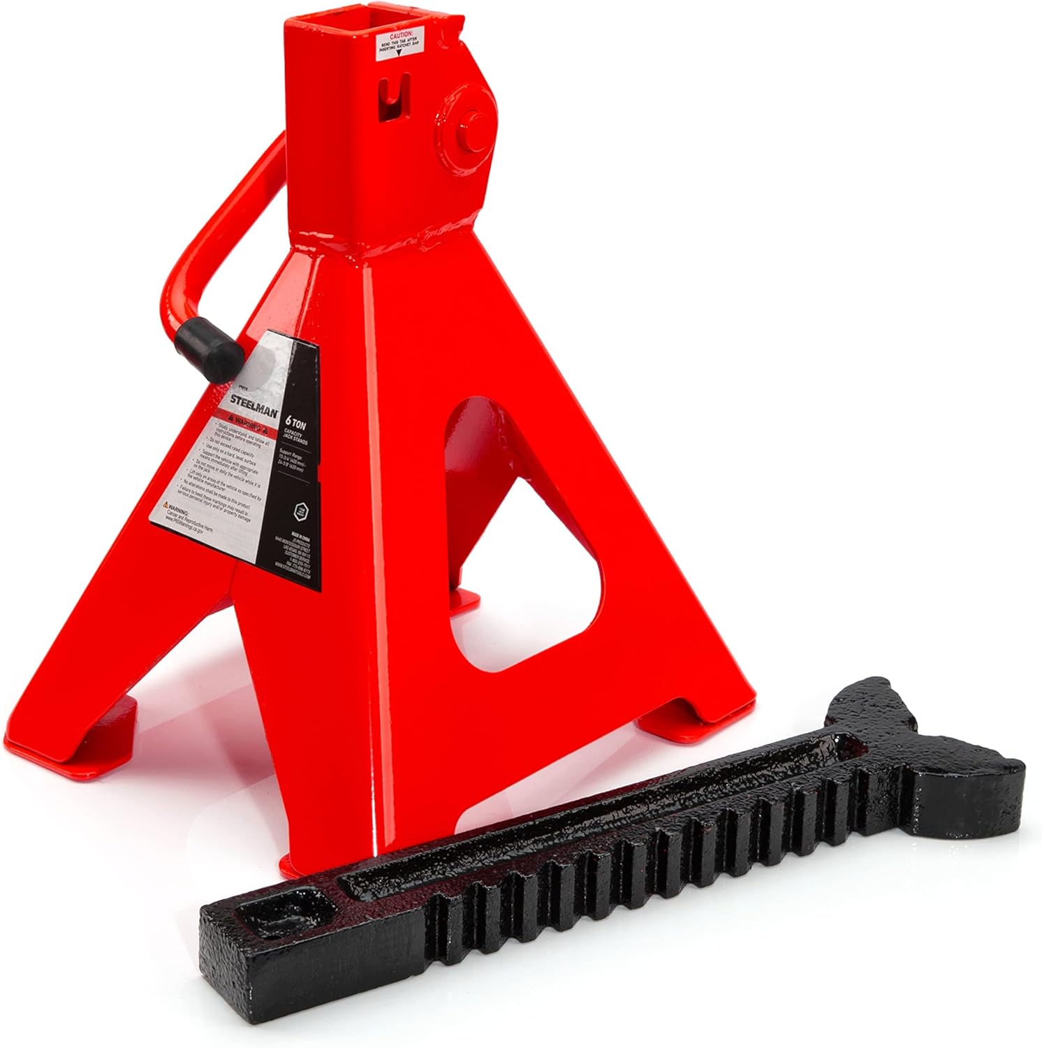 Steelman 4-Ton Capacity Automotive Jack Stands, Adjustable Height, Contoured Saddle, Heavy Duty Steel, Quick Adjustment, Counter-Weighted Pawl, 1 Pair